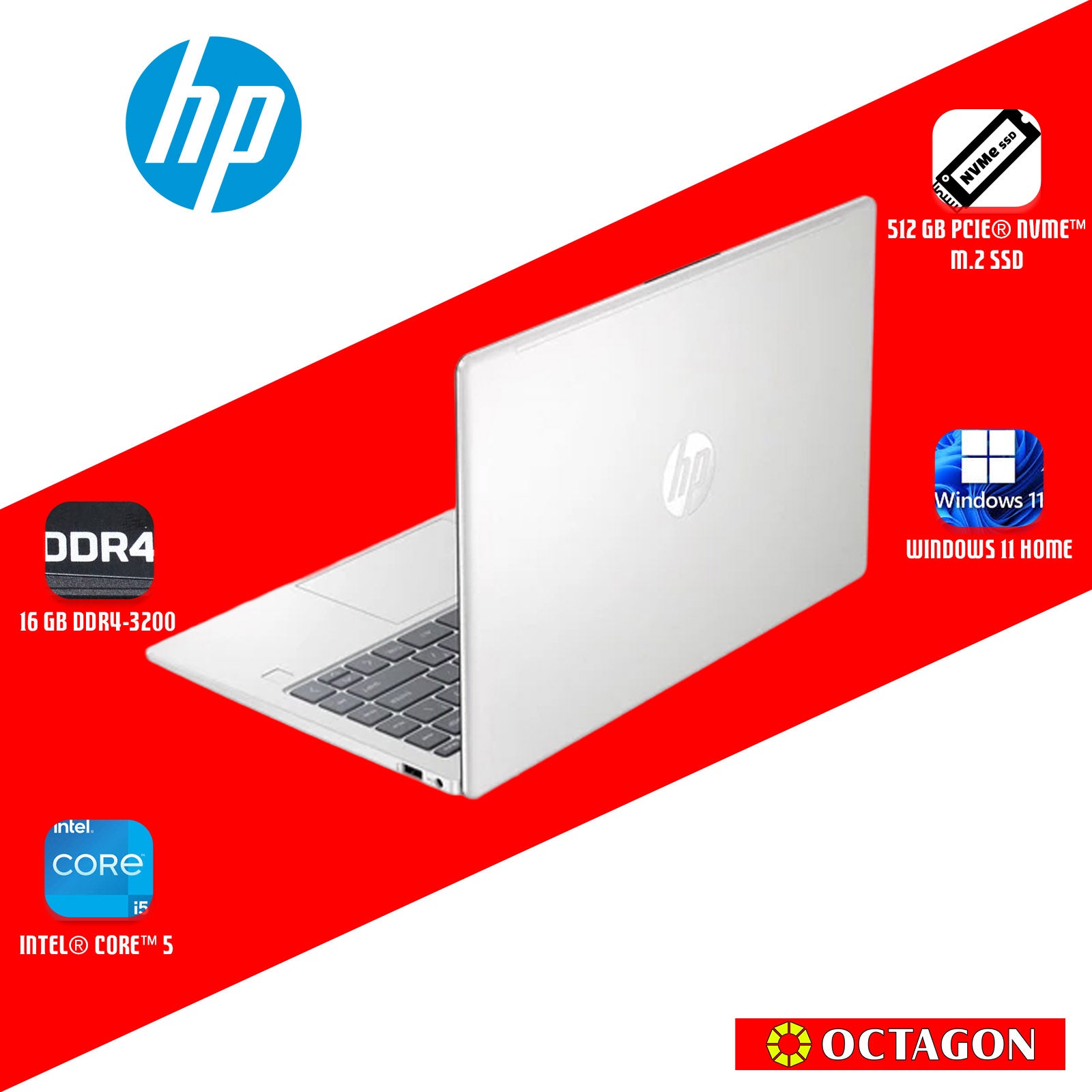 HP 14-EP1144TU/ CORE 5-120U/ 16GB DDR4/ 512GB SSD/ 14 FHD/ WIN 11/ OFFICE 2024 + O365 BASILICA/ SLV