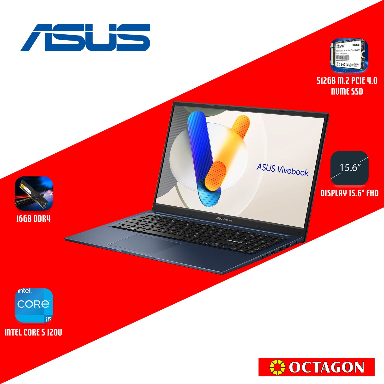 ASUS VIVOBOOK 15X X1504VA-BQ3582WSM/ CORE 5-120U/ 16GB/ 512GB SSD/ 15.6"/ WIN 11/ OFFICE H&S + OFFICE 365/ BLUE