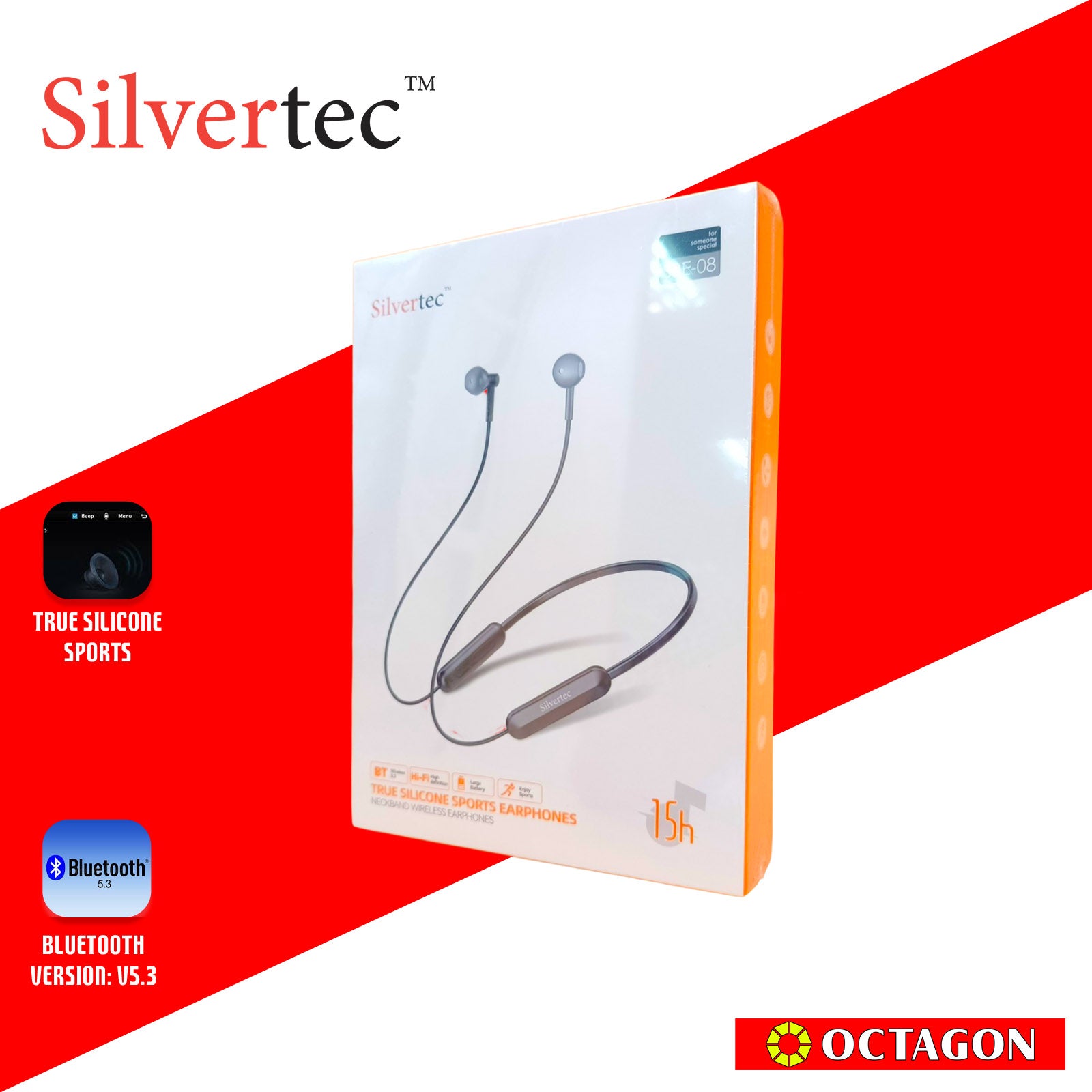 SILVERTEC SBE-08-BK BLUETOOTH NECKBAND EARPHONES BLACK