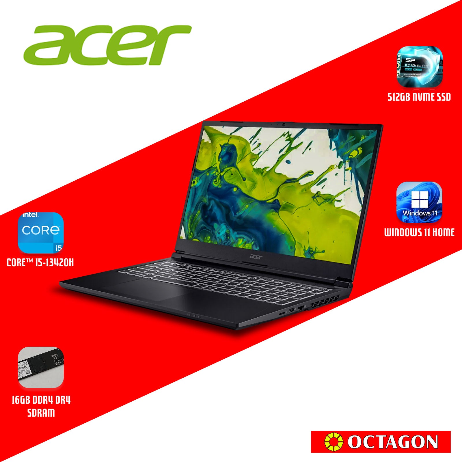 ACER ASPIRE 7 A715-59G-5618/ CORE I5-13420H/ 16GB/ 512GB SSD/ 15.6 FHD/ WIN 11/ RTX3050 6GB/ OFFICE H&S 2024/ BLK