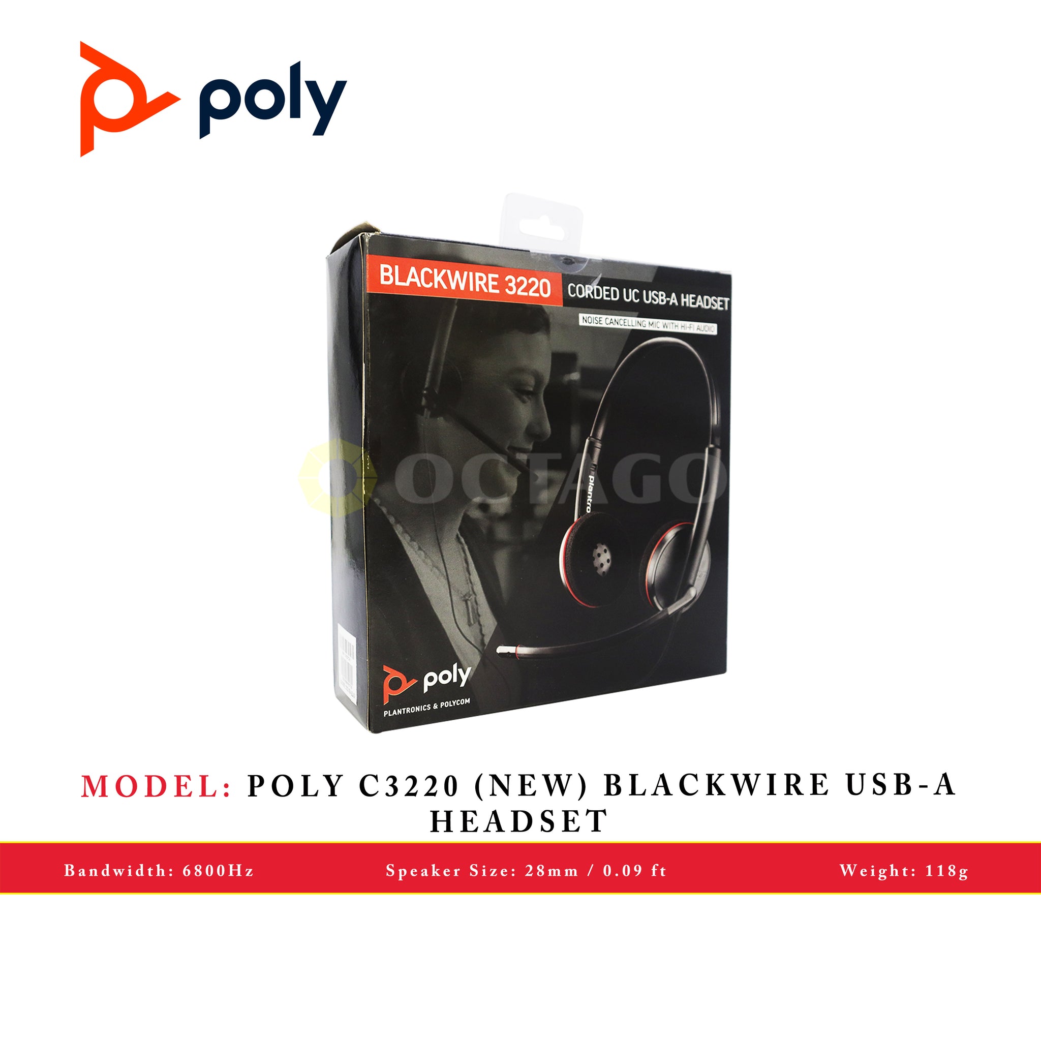 POLY C3220 (NEW) BLACKWIRE USB-A HEADSET – Octagon Computer Superstore