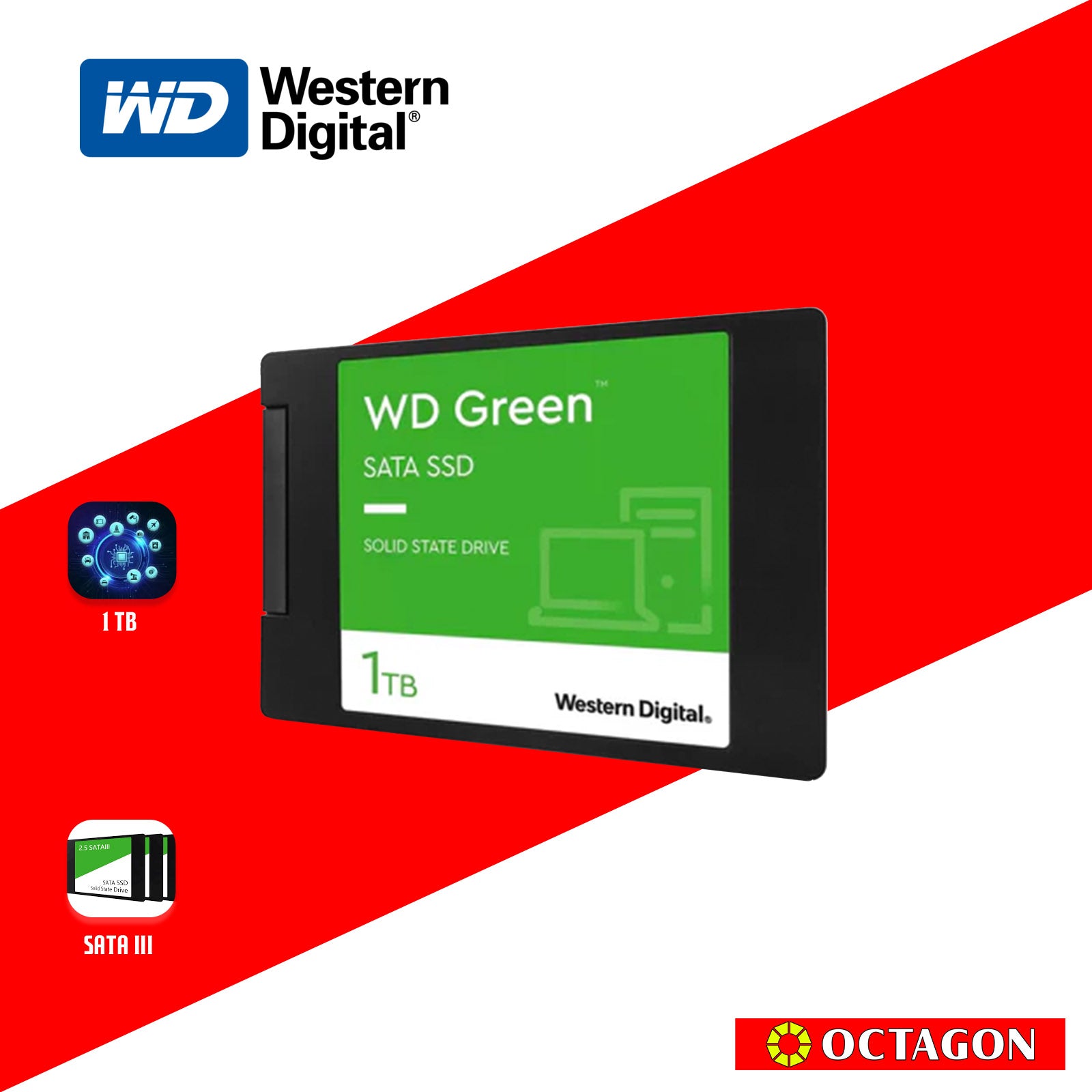 WD SSD 480GB AND 1TB GREEN SATA 3 GEN 3