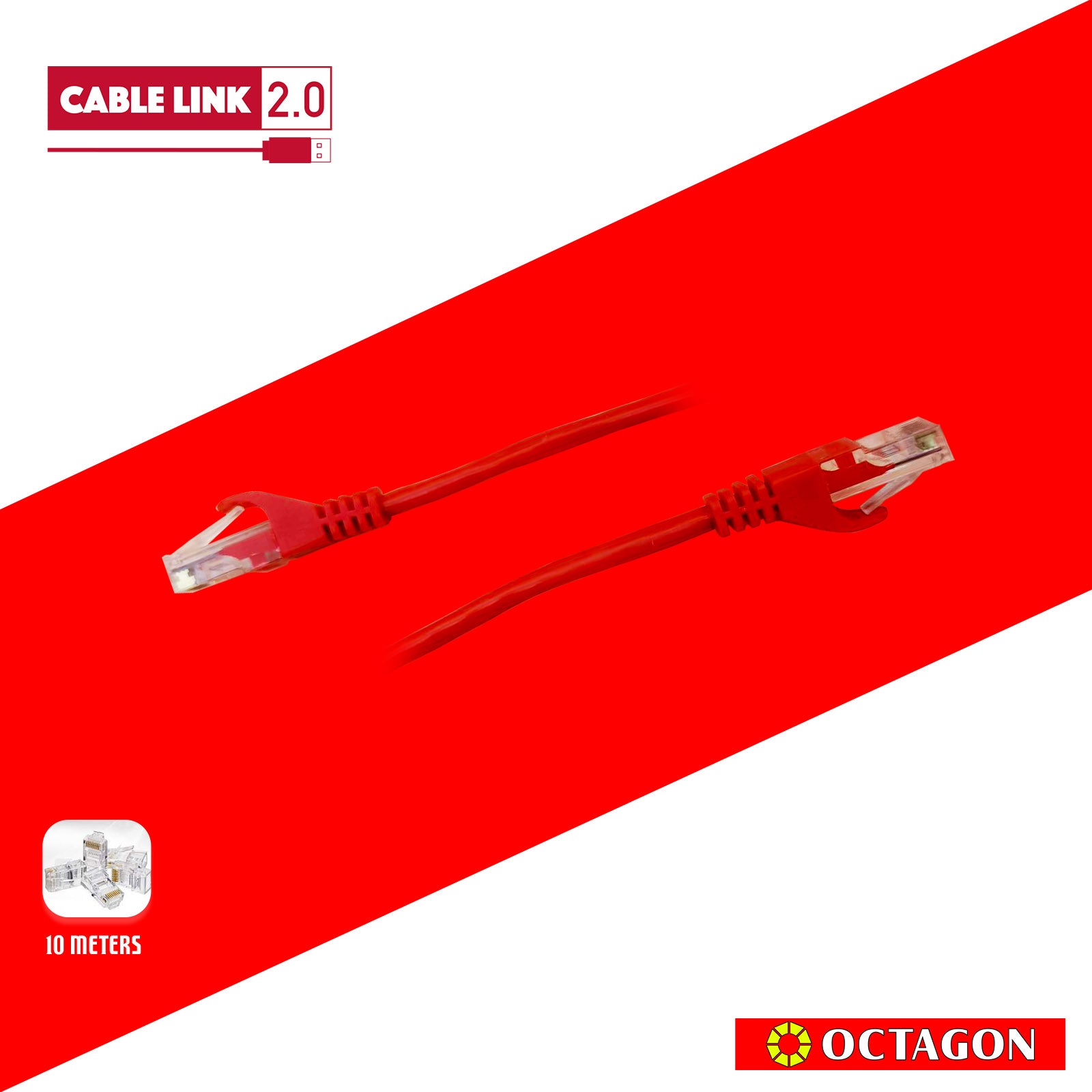 CABLE LINK2.0 FC27-5 CAT5E 10M RED 0.5CCA UTP CABLE