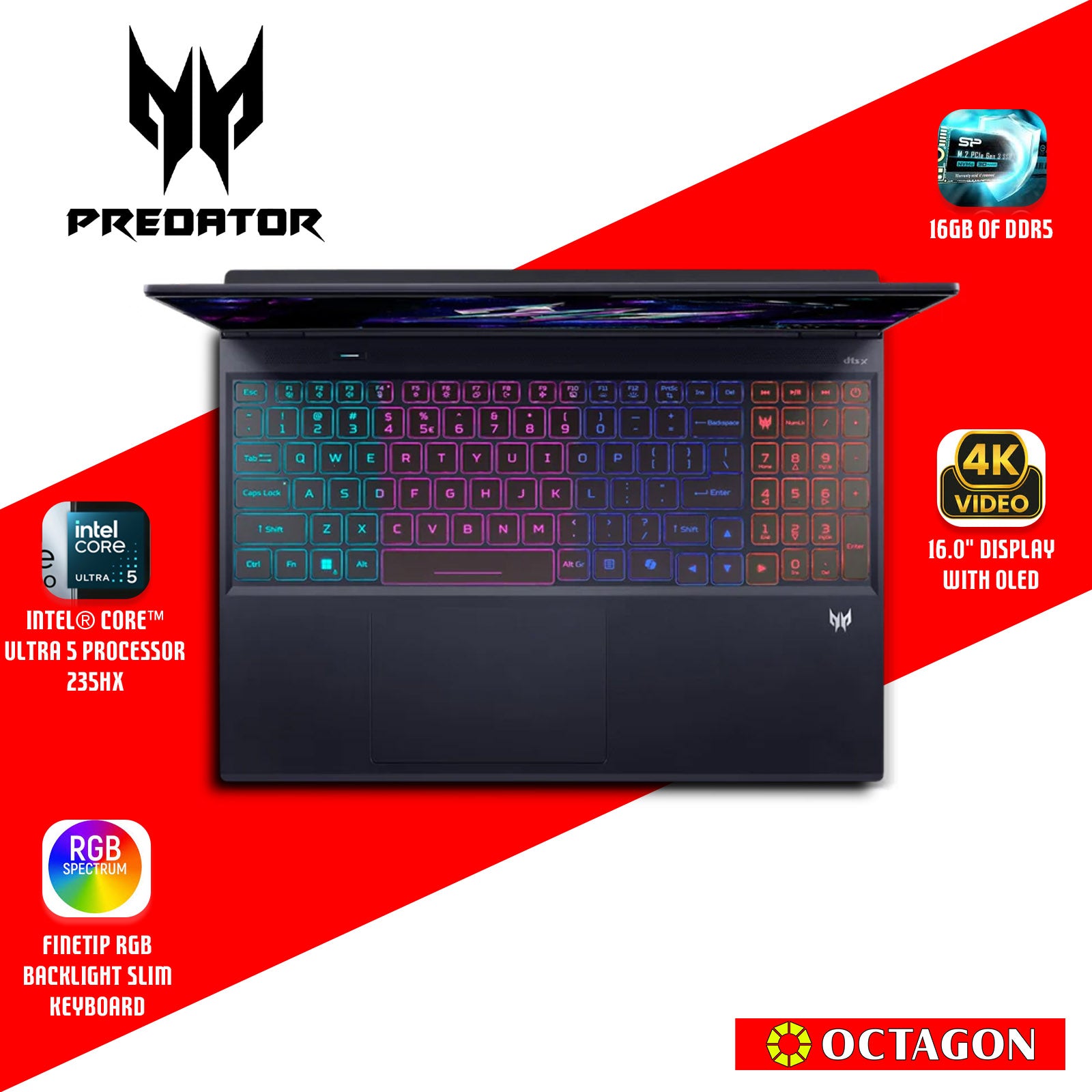 ACER PREDATOR HELIOS SLIM PHN16S-71-57XQ/ ULTRA 5-235HX/ 16GB DDR5/ 512GB SSD/ 16 IPS WQXGA/ RTX5050 8GB/ WIN 11