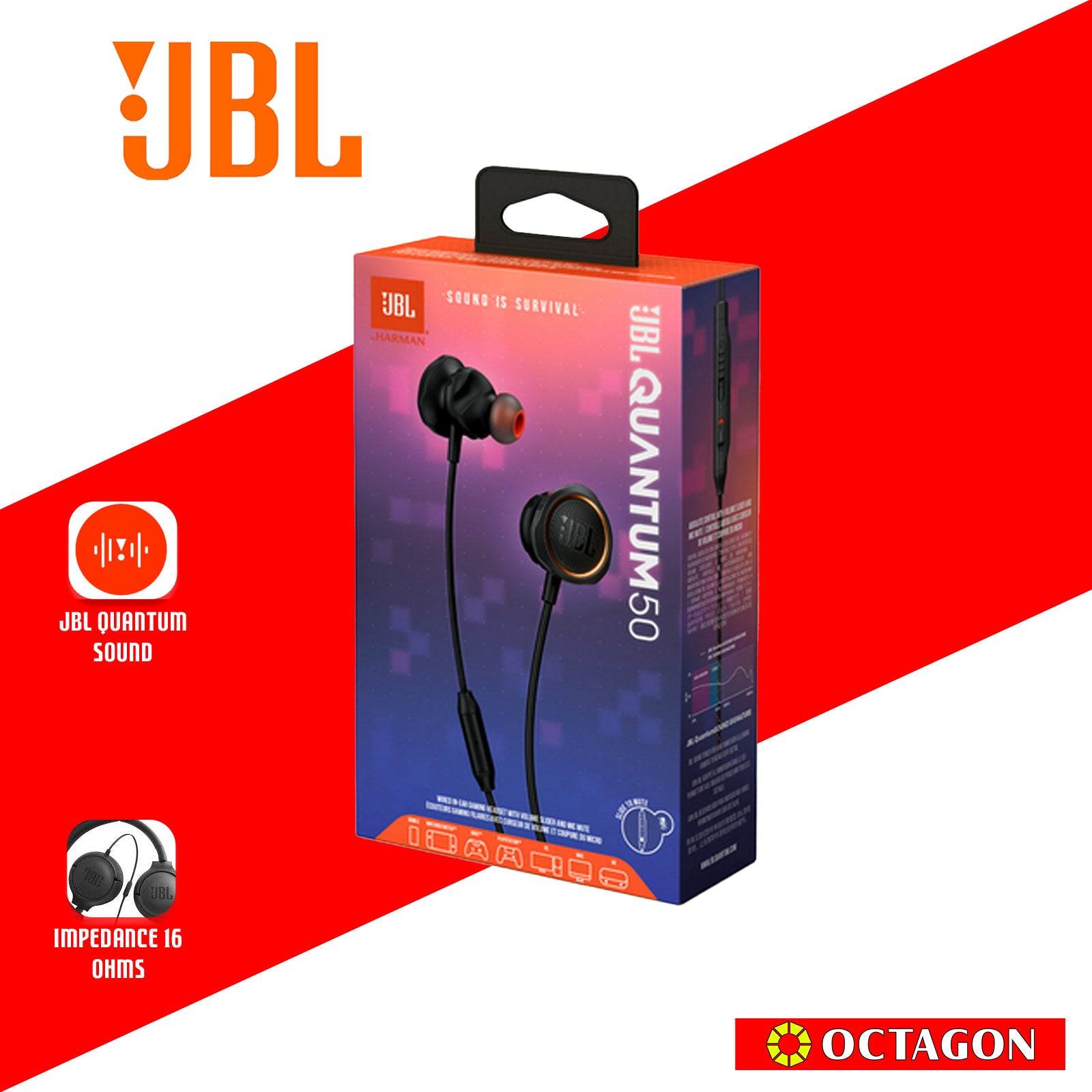 JBL QUANTUM 50 BLACK IN-EAR EARPHONE