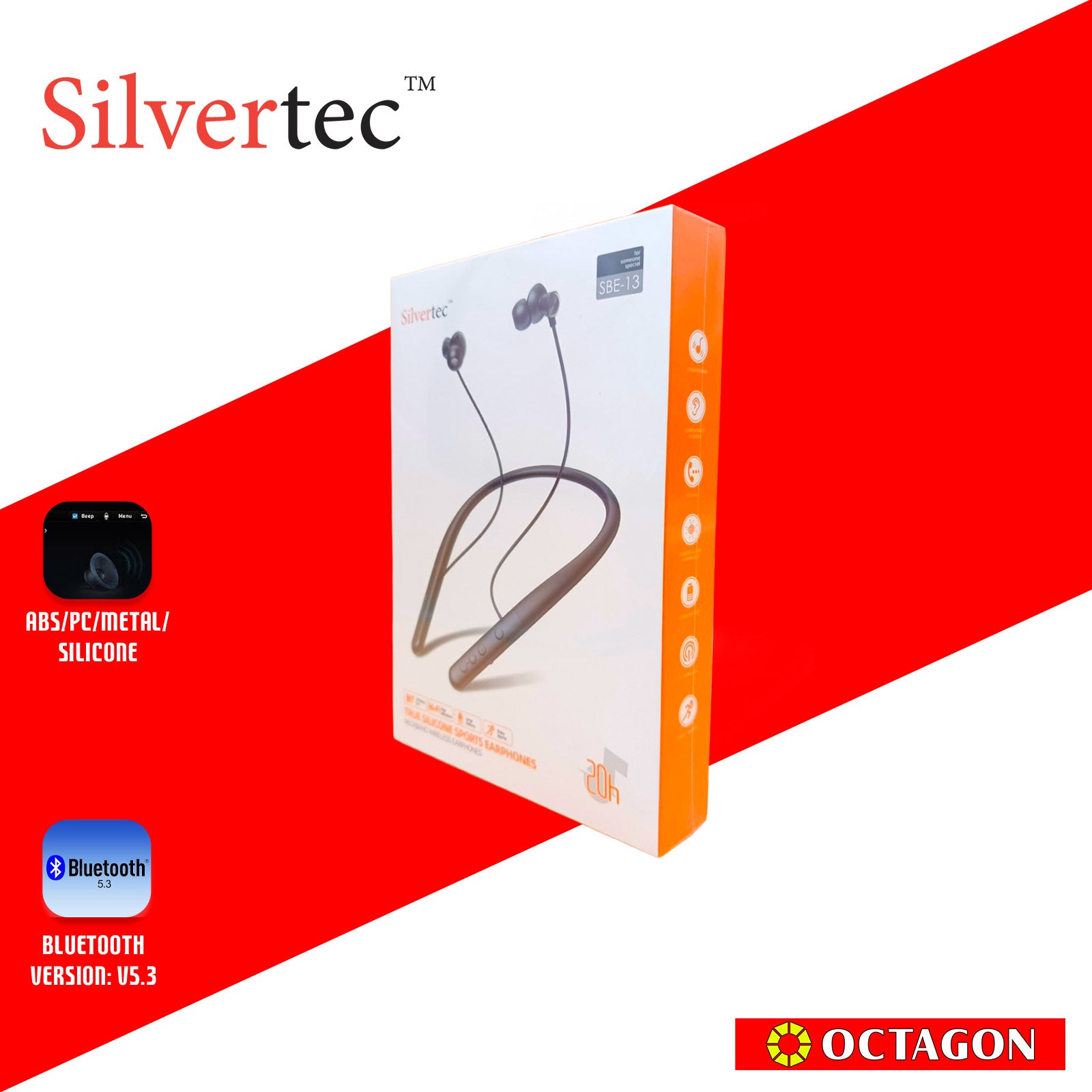 SILVERTEC SBE-13-BK BLUETOOTH PREMIUM NECKBAND EARPHONES BLACK