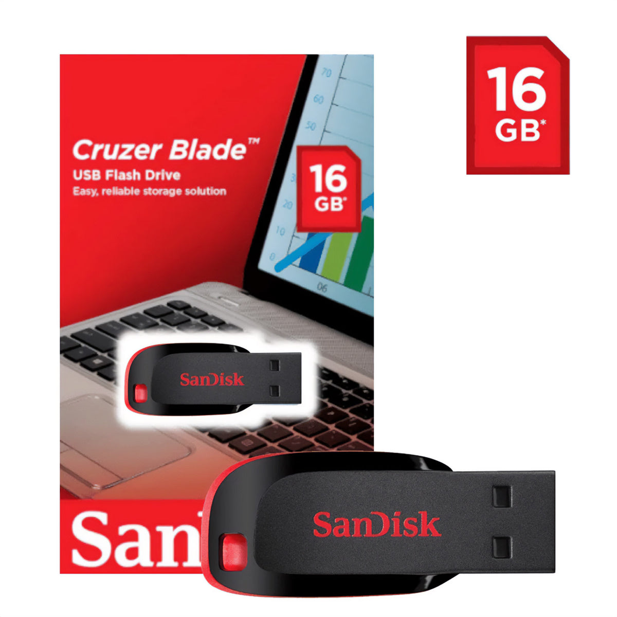 SANDISK CRUZER BLADE 16GB USB FLASH DRIVE
