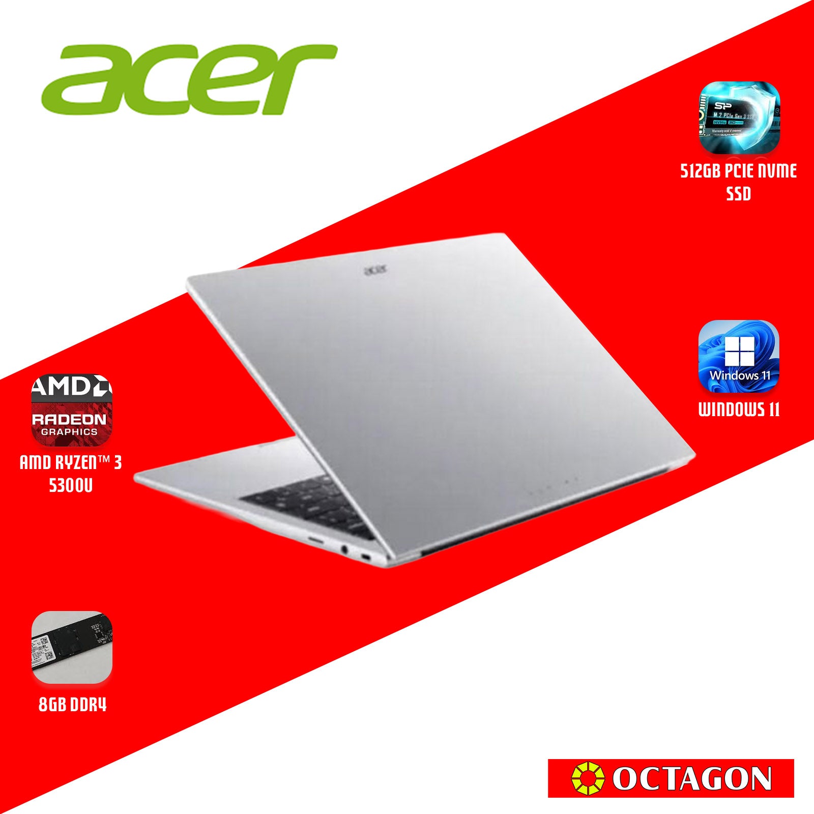 ACER ASPIRE LITE AL14-42P-R1LF/ RYZEN 3 5300U/ 8GB/ 512GB SSD/ 14