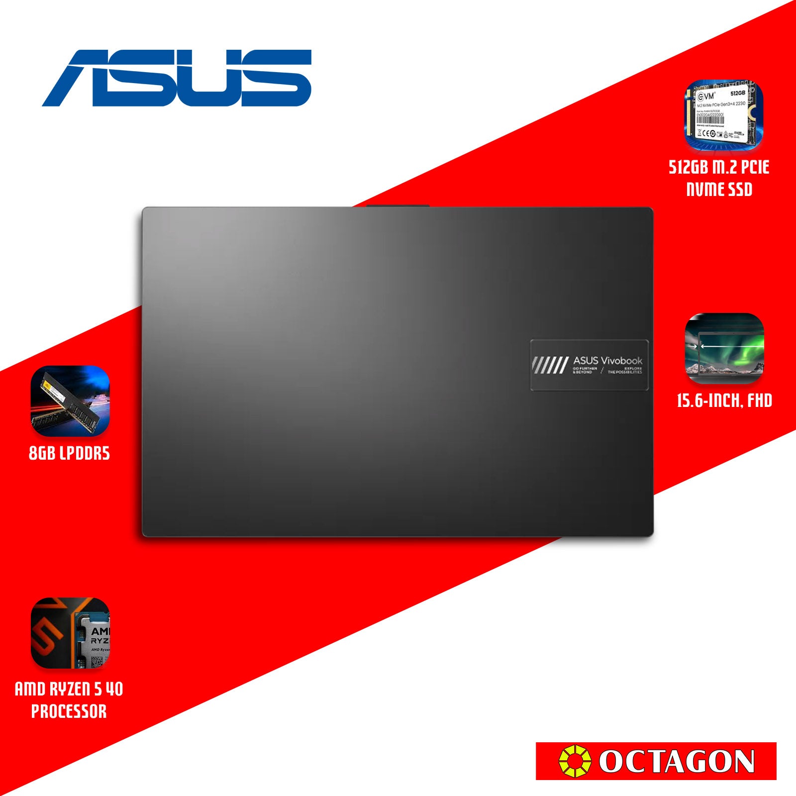 ASUS E1504FA-BQ5586WSM/ RYZEN 5-40/ 8GB/ 512GB SSD/ 15.6 FHD/ WIN 11