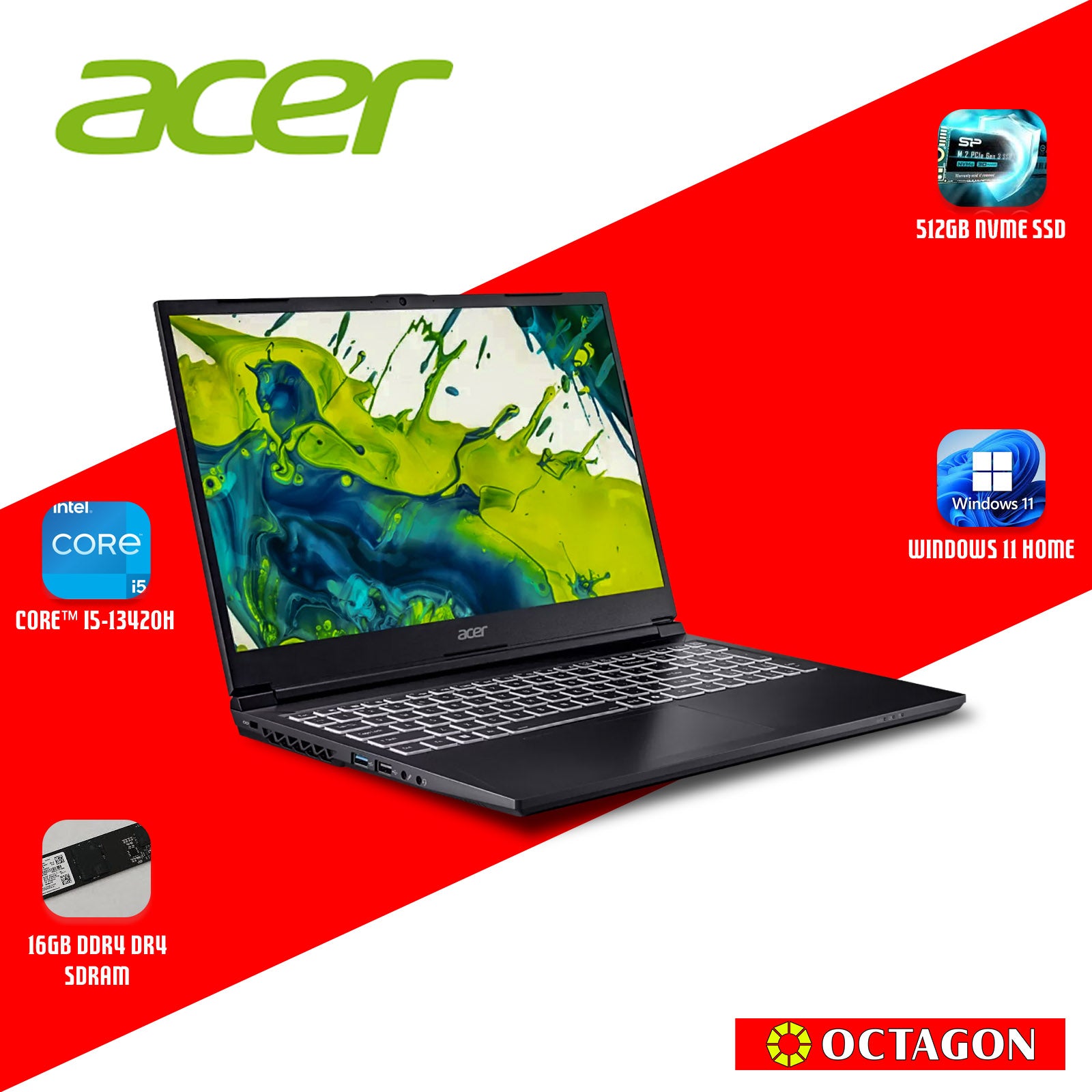 ACER ASPIRE 7 A715-59G-5618/ CORE I5-13420H/ 16GB/ 512GB SSD/ 15.6 FHD/ WIN 11/ RTX3050 6GB/ OFFICE H&S 2024/ BLK