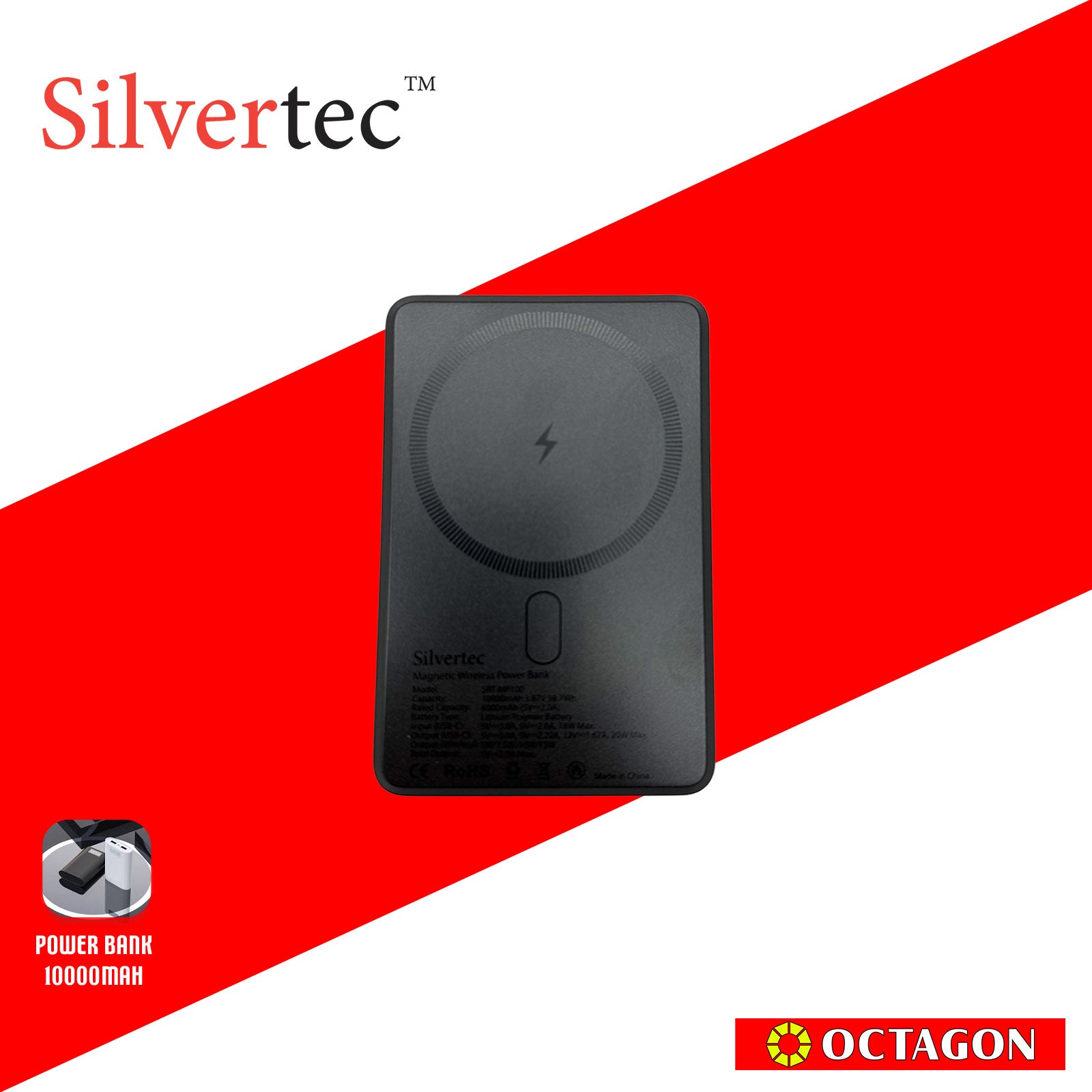 SILVERTEC SRT-MP100-SG ULTRA-SLIM MAGNETIC WIRELESS PD20W POWERBANK 10000MAH (SPACE GRAY)