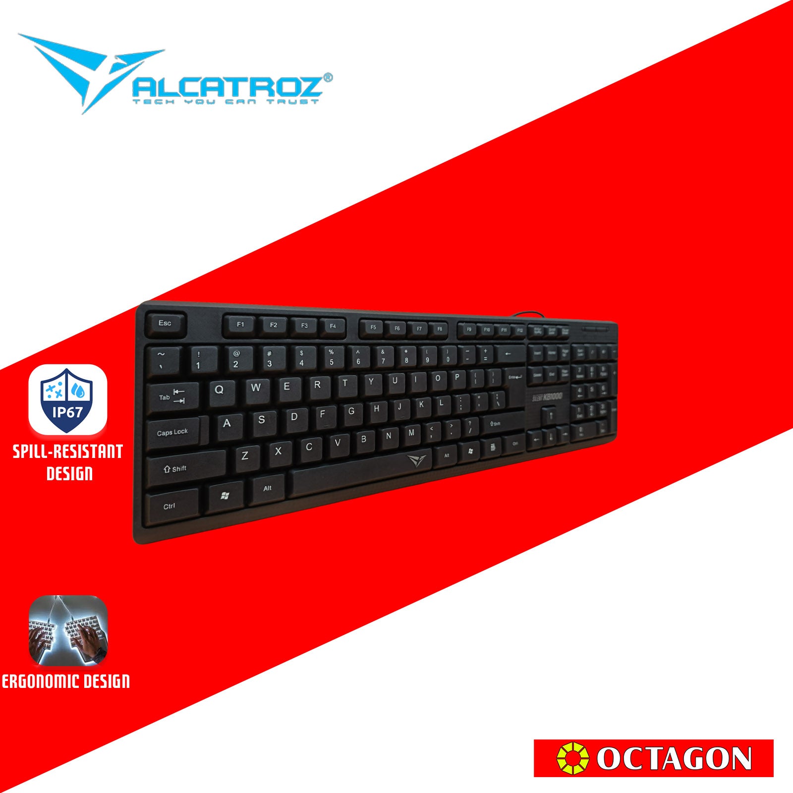ALCATROZ SILENT KB1000 USB KEYBOARD BLACK