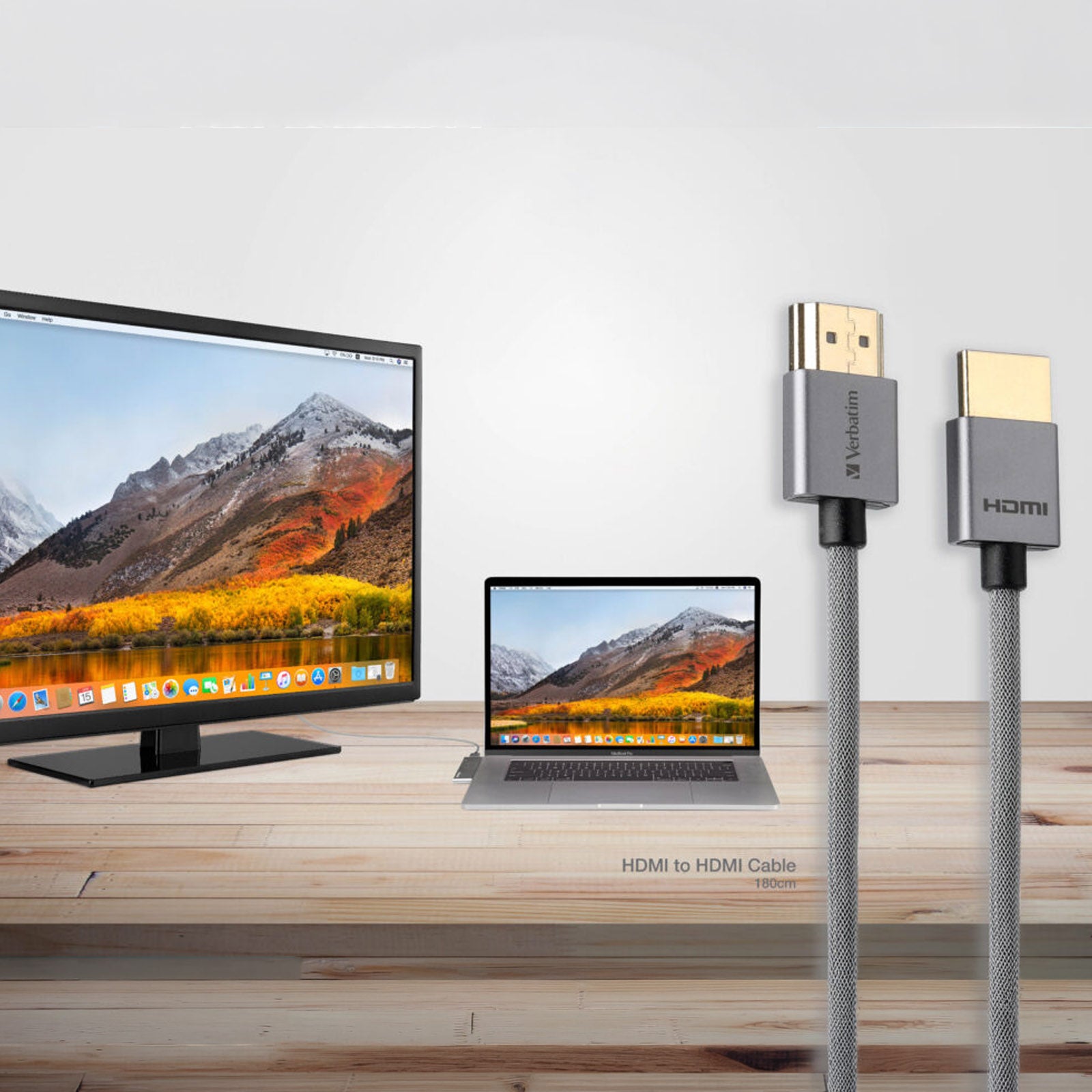 VERBATIM 65671 ULTRA SLIM 4K / 60HZ HDMI 2.0 CABLE WITH ETHERNET 180CM (GREY)