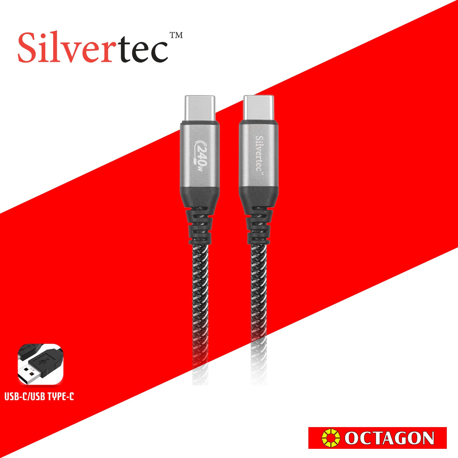 SILVERTEC SW-CC200-BK USB-C 2M 240W CABLE