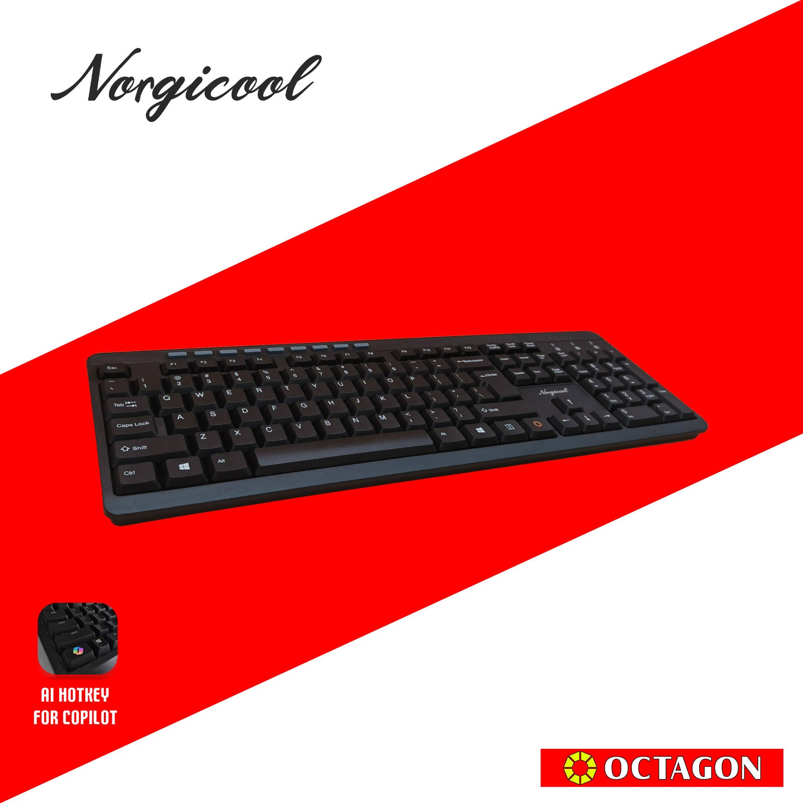 NORGICOOL NK8288I BLACK USB KEYBOARD 104 KEYS