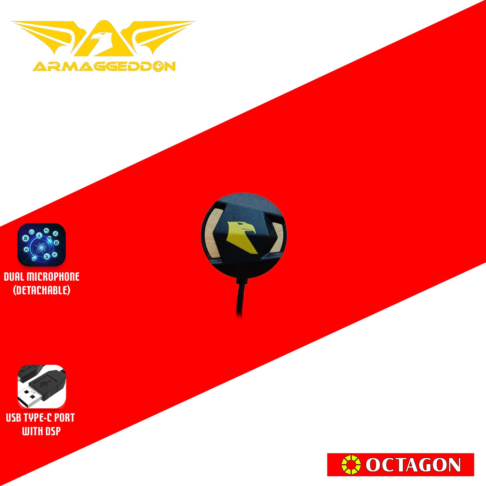 ARMAGGEDDON WASP-5 TYPE-C BLACK GAMING IN-EAR HEADSET WITH DETACHABLE MIC