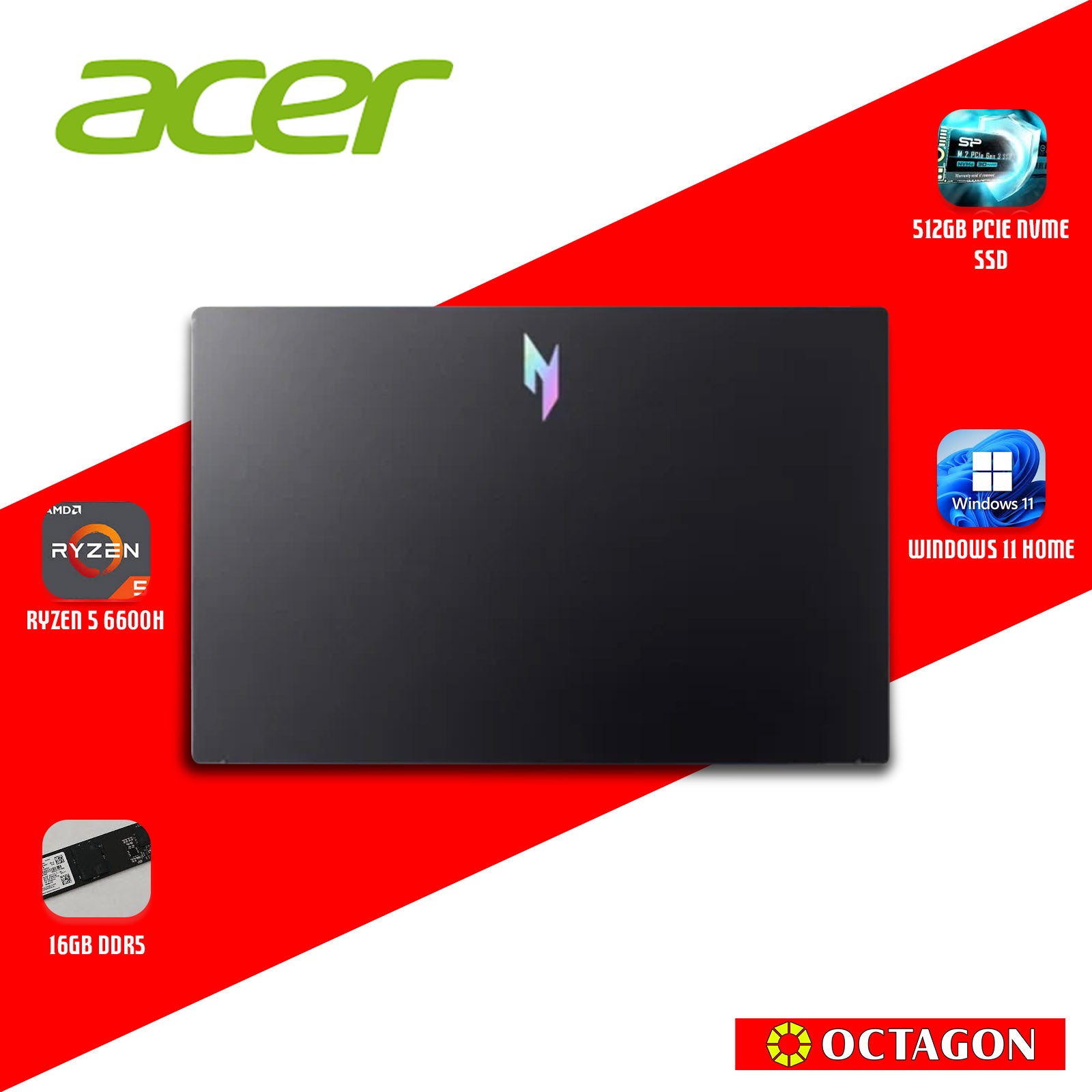 ACER NITRO V ANV15-42-R2UH OPI/RYZEN 5 7640HS/ 16GB DDR5/ 512GB SSD/ 15.6 FHD IPS/ WIN 11/ RTX4050 6GB