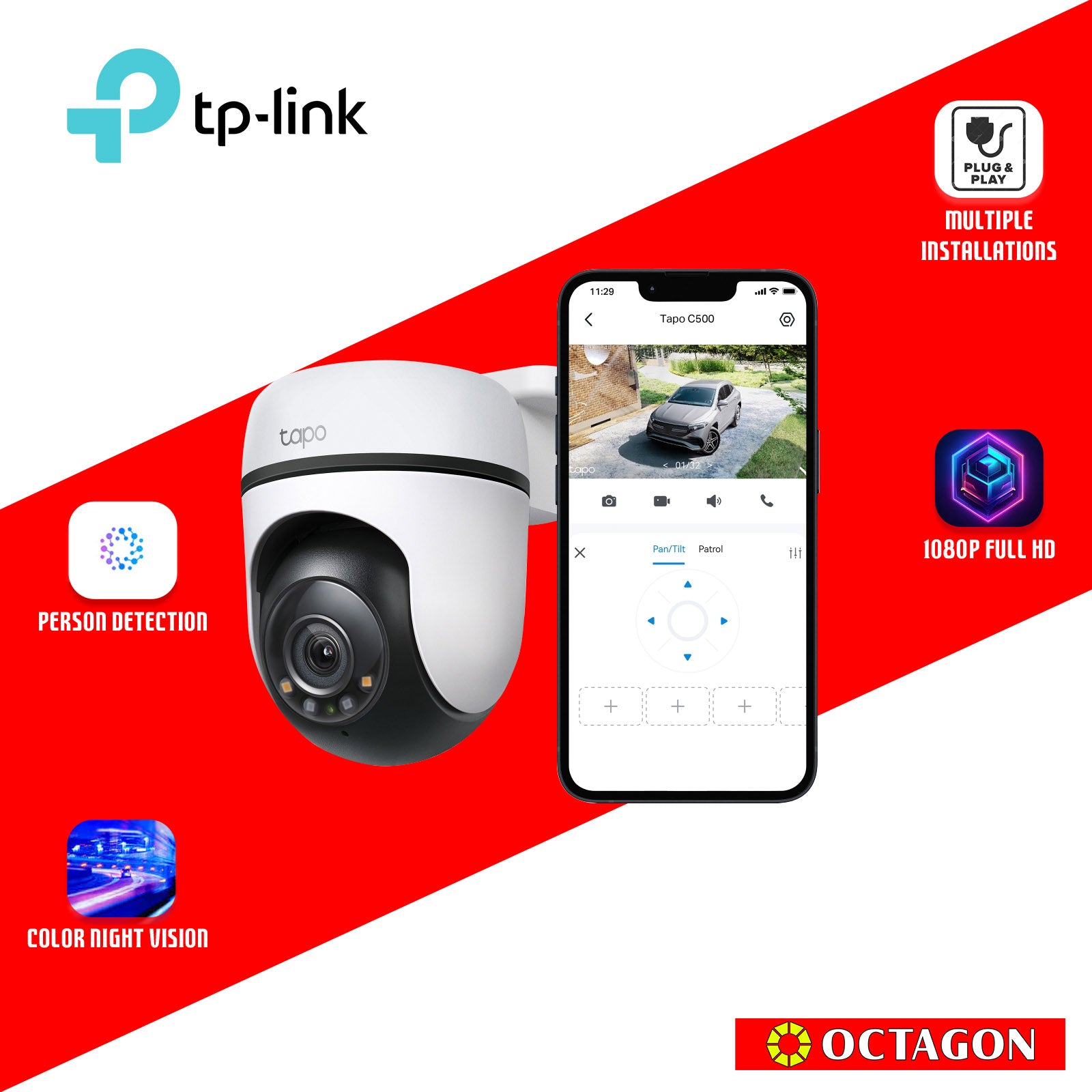 TPLINK TAPO C500 OUTDOOR PAN/TILT SECURITY WIFI CAMERA 1080P FULL HD 360Â° LIVE