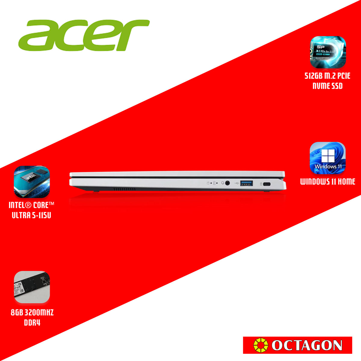 ACER ASPIRE GO 14 AI AG14-71M-55Q4 OPI/ ULTRA 5 115U/ 8GB/ 512GB SSD