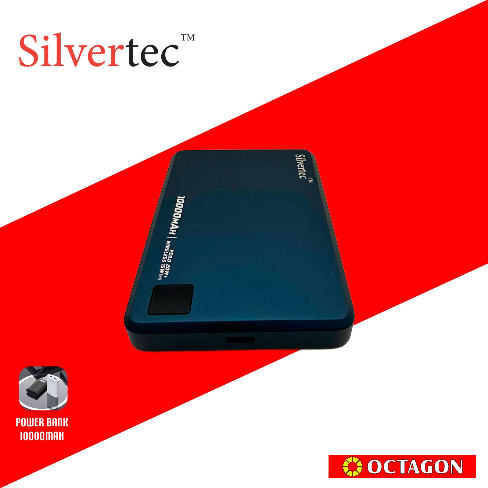 SILVERTEC SRT-MP100-BL ULTRA-SLIM MAGNETIC WIRELESS PD20W POWERBANK 10000MAH (NAVY BLUE)