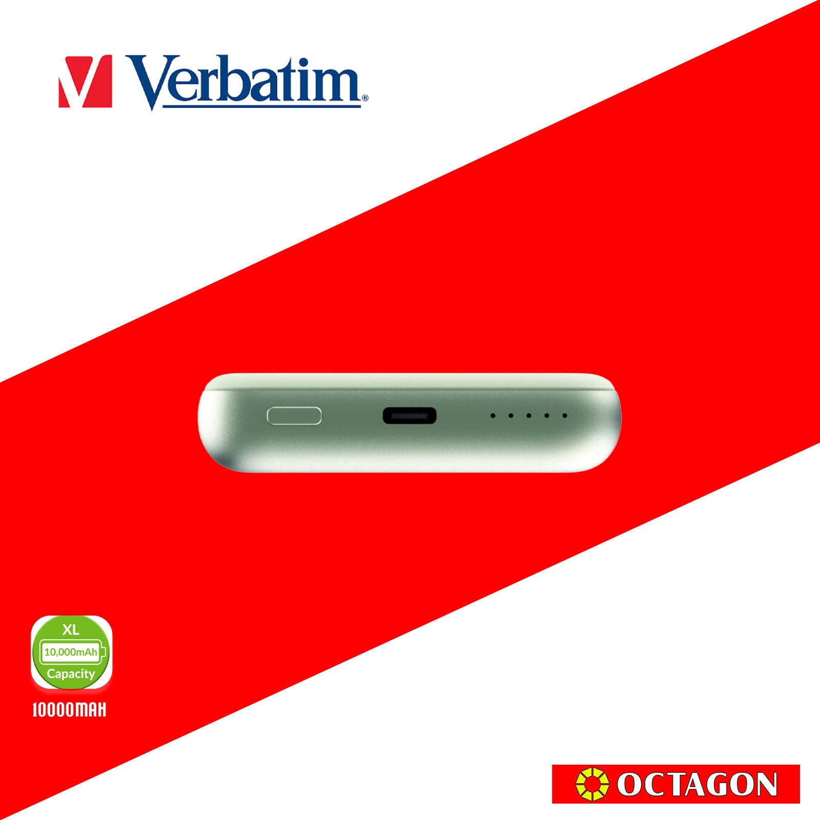 VERBATIM 32246 MAGNETIC WL 10000 MAH POWER PACK MCP - PD 20W MWC 15W GREEN