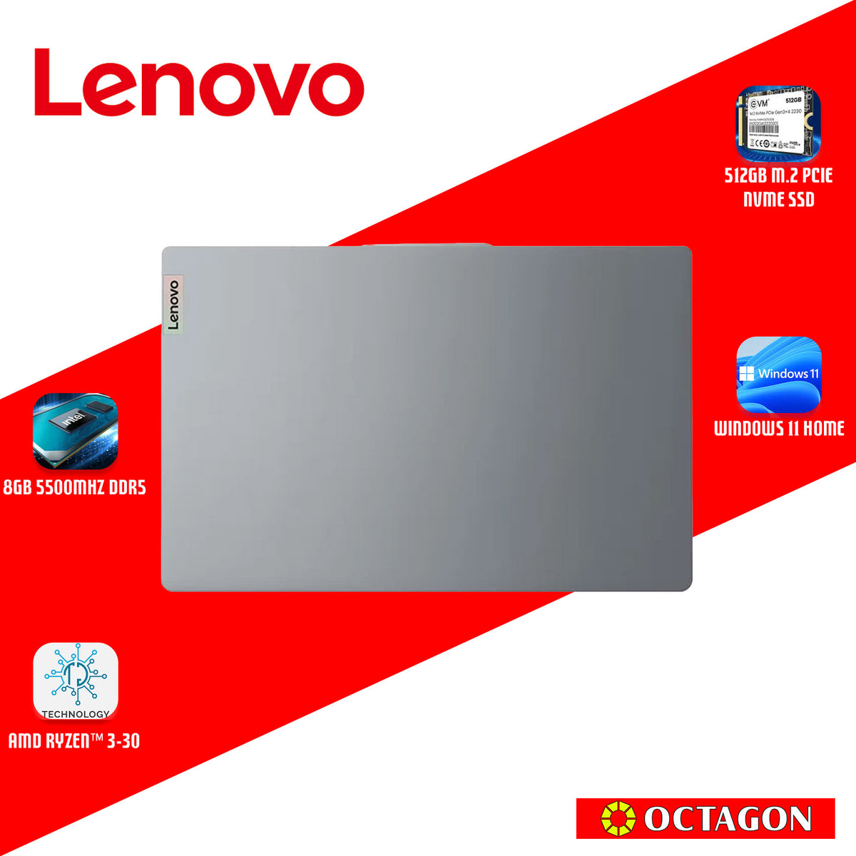 LENOVO IP S3-15 (82XQ01MJPH)/ RYZEN 3 30/ 8GB/ 512GB SSD/ 15.6 FHD/ WIN 11/ OFFICE HOME 2024