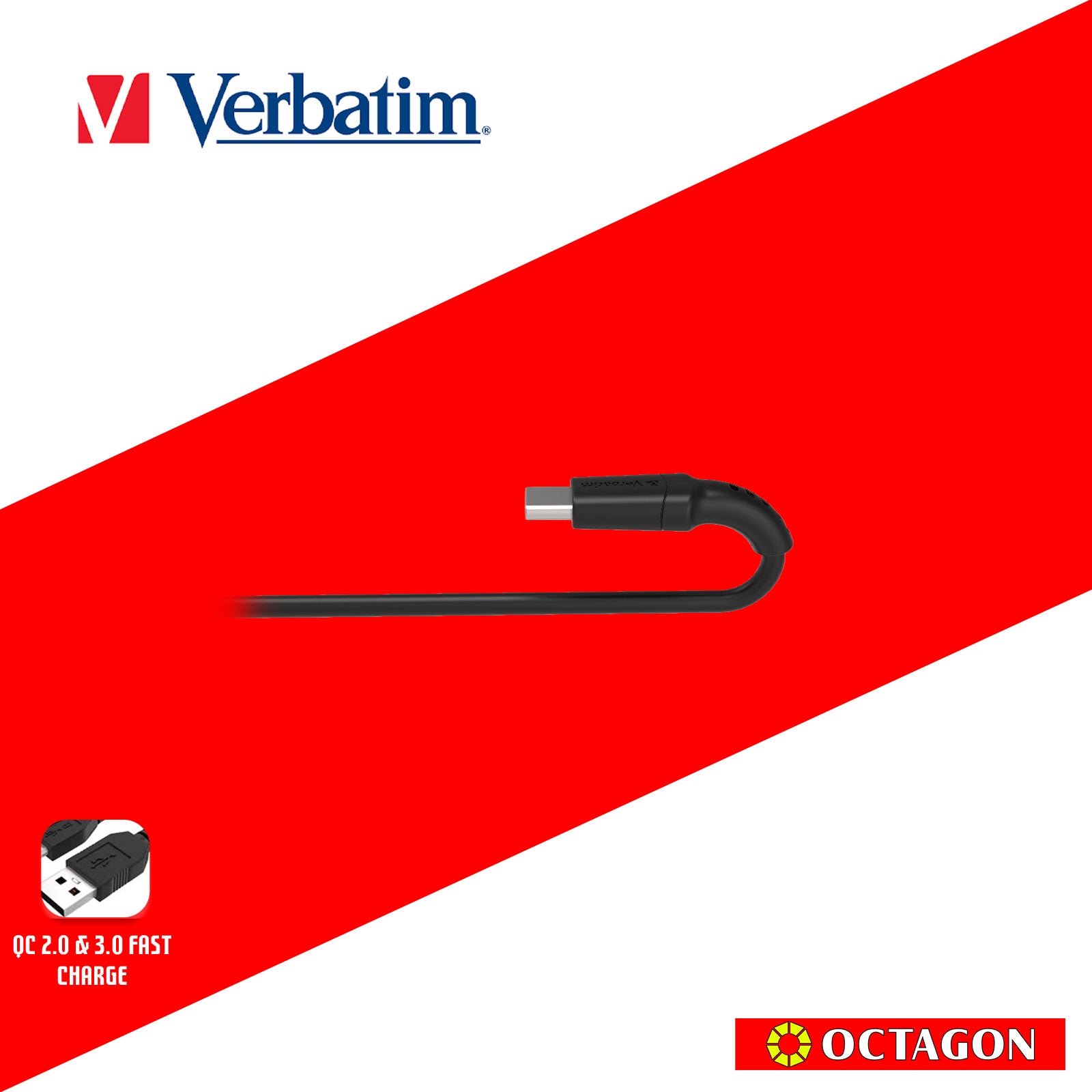 VERBATIM 66667 SYNC & CHARGE TYPE-C TO TYPE-C CABLE (PD60W & 480MBPS) 120CM (BLACK)