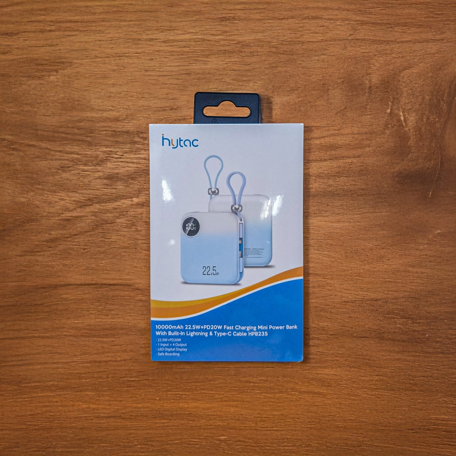HYTAC HPB235 BLUE PD 22.5W MINI POWER BANK 10000MAH W/ LIGHTNING & TYPE C CABLE
