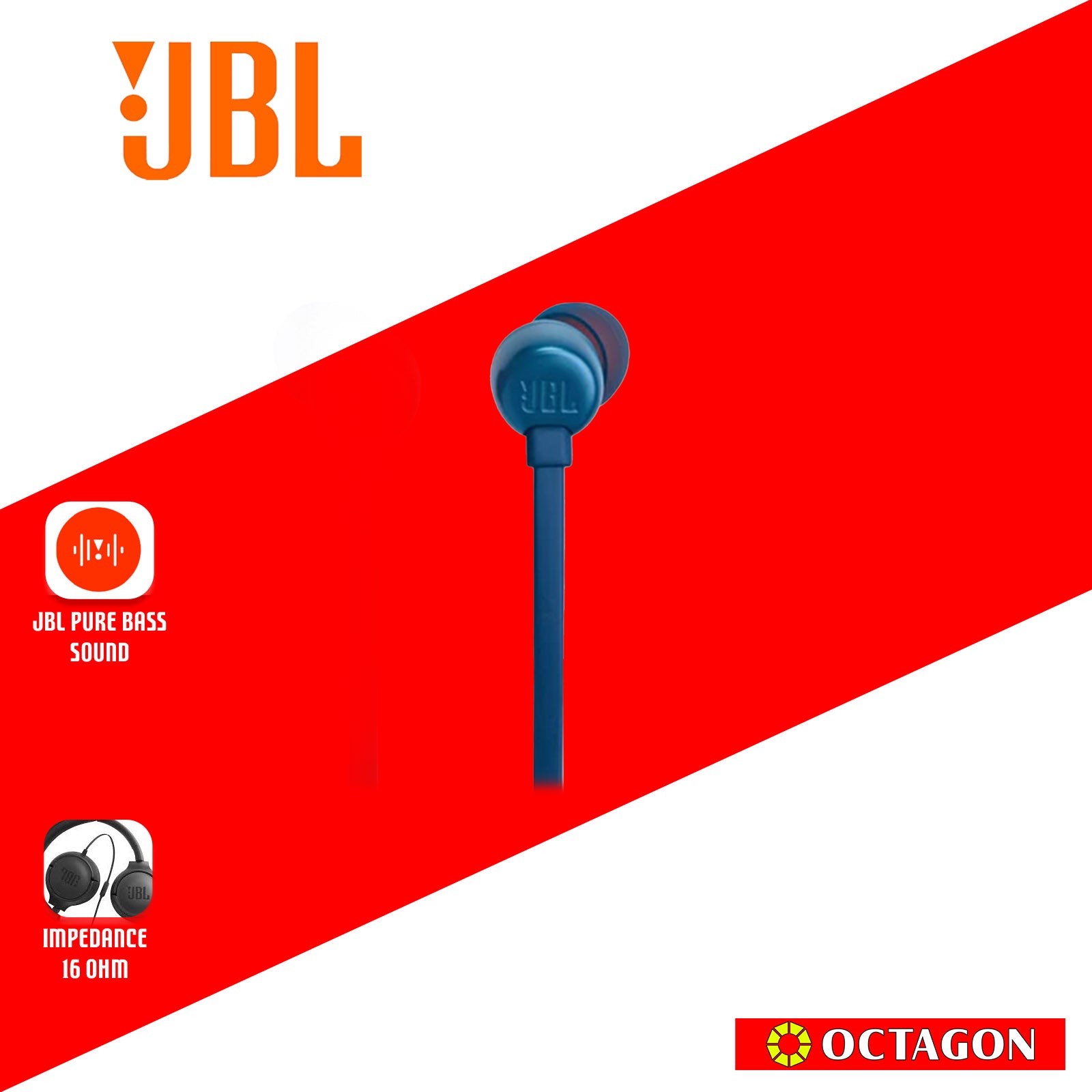 JBL T310C BLUE WIRED EARPHONE