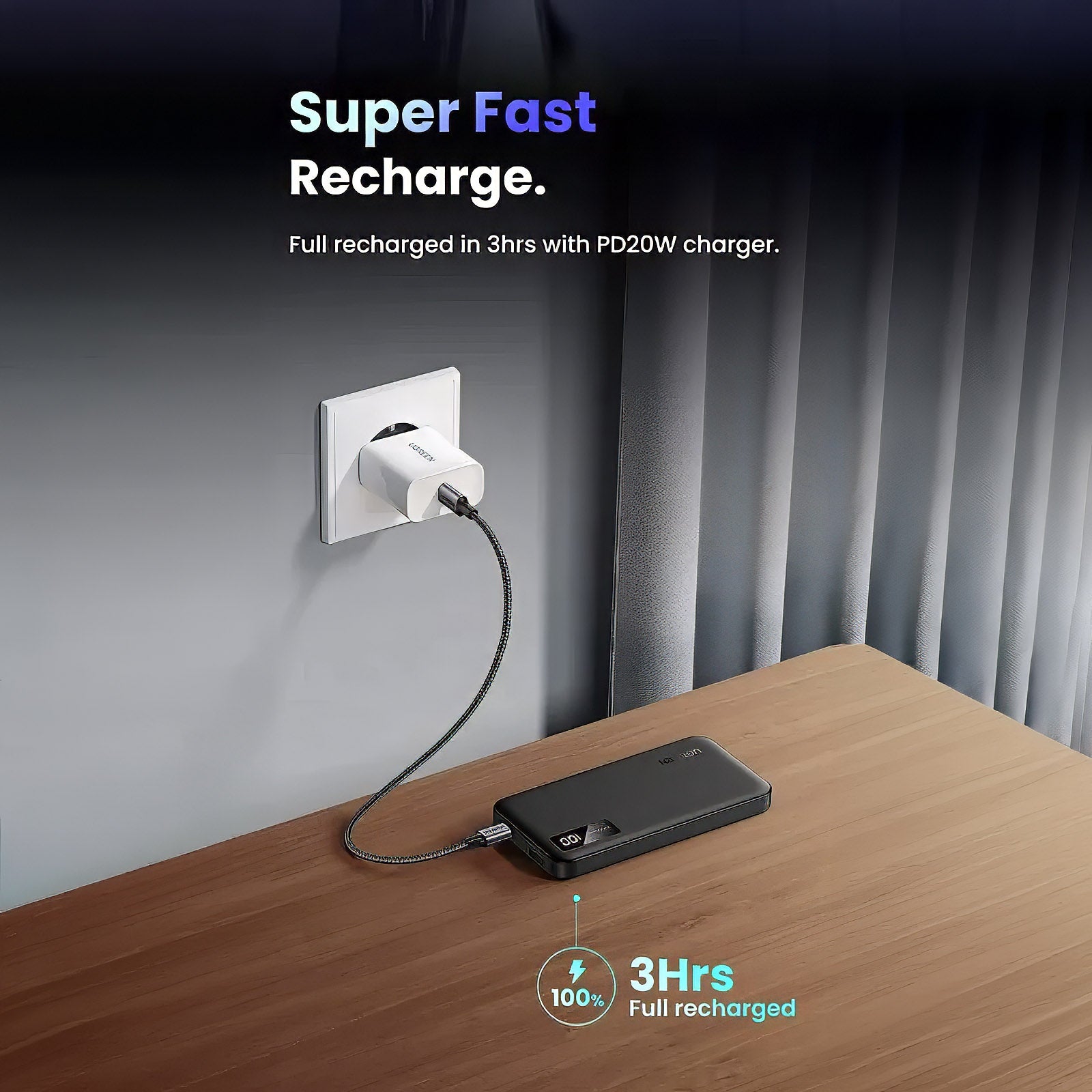 UGREEN PB311/25742 10000MAH POWERBANK 20W - SPACE GRAY