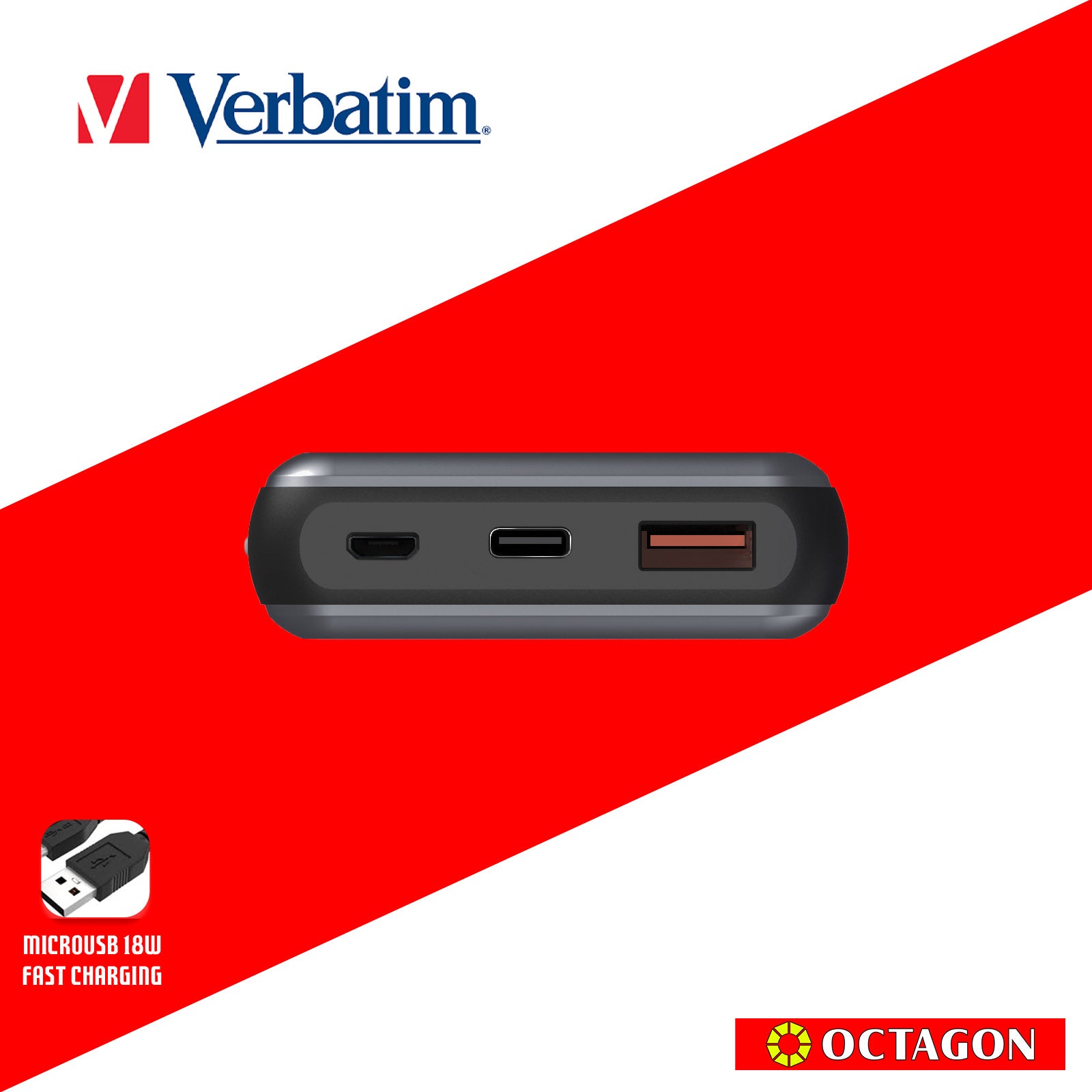 VERBATIM 66628 POWER BANK 20000MAH / 22.5W ALUMINIUM - PD + QC3.0 (GREY)