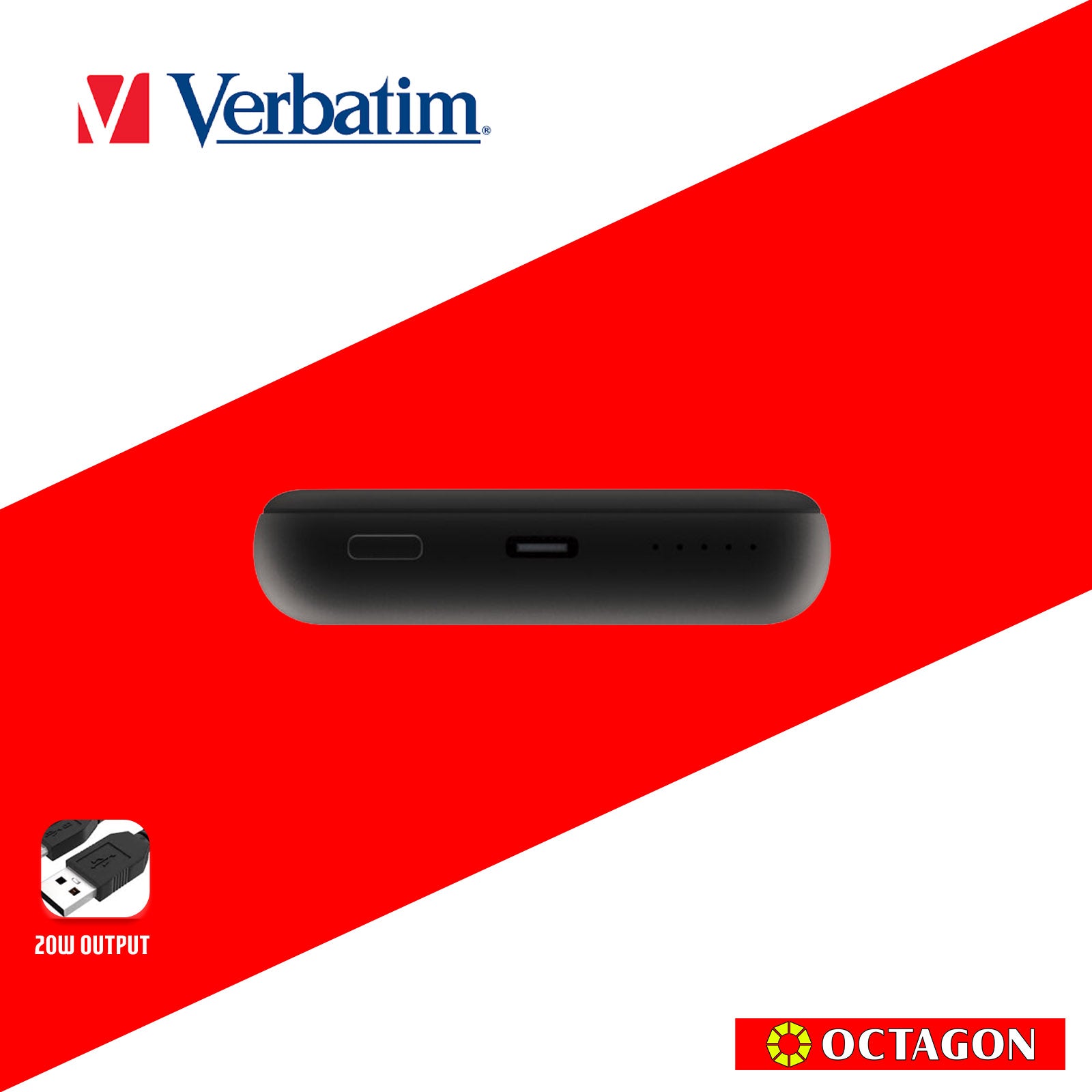 VERBATIM 32245 MAGNETIC WL 10000 MAH POWER PACK MCP - PD 20W MWC 15W BLACK