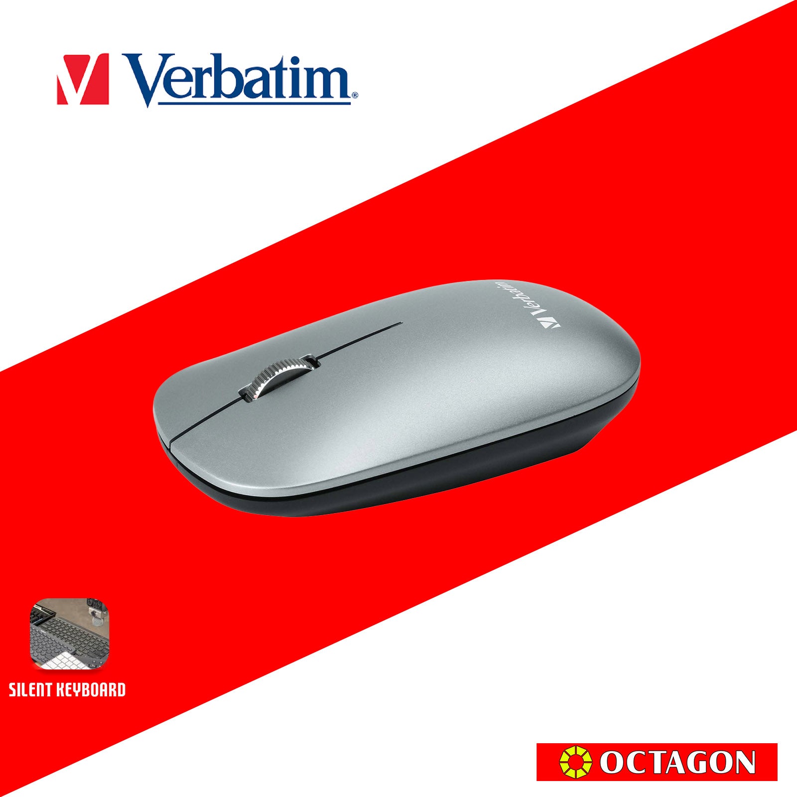 VERBATIM 66751 WIRELESS KEYBOARD & MOUSE COMBO SCISSORS KEYS SILENT (GREY)