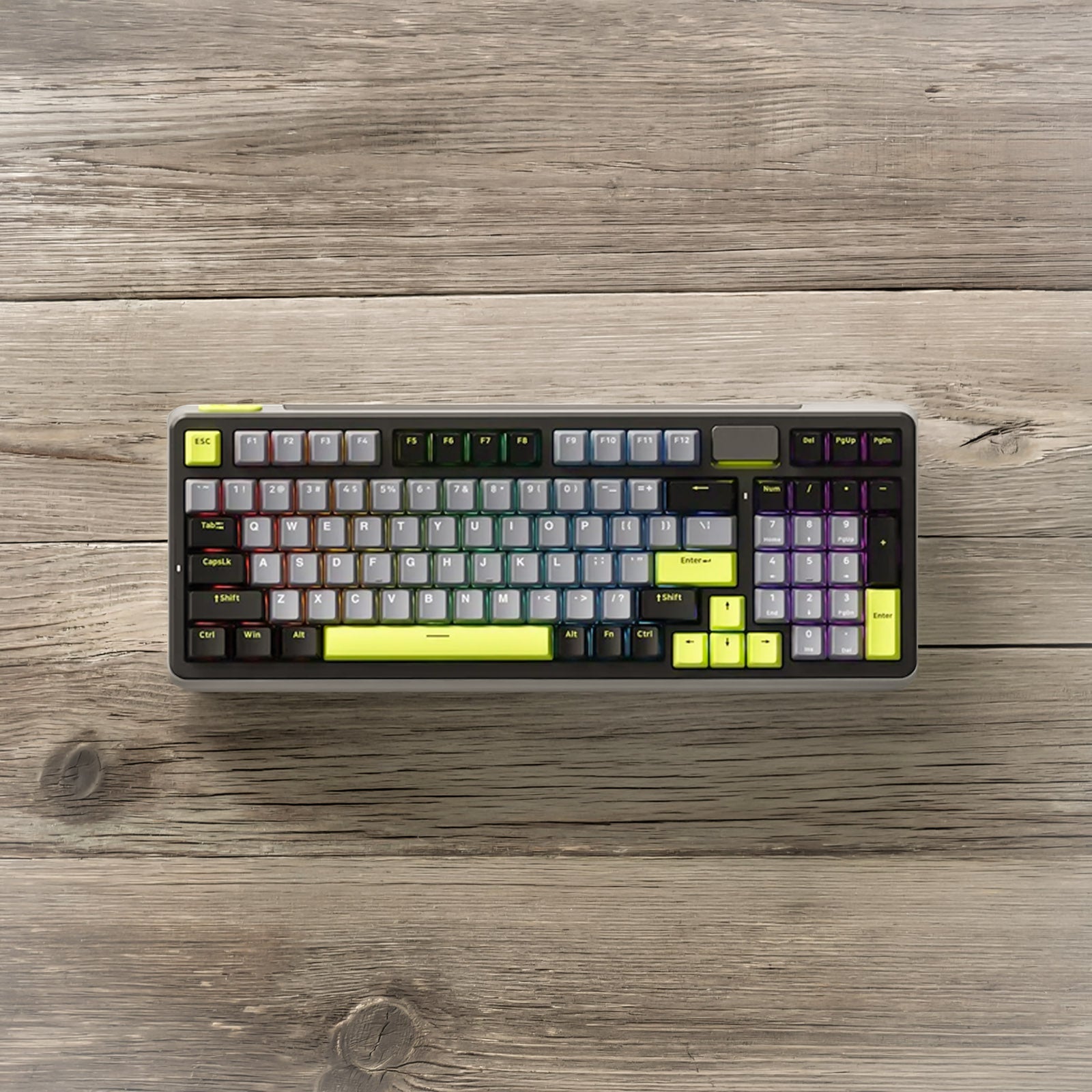 RAPOO V700DIY-98 BLACK GREY GREEN FULL BACKLIT MECHANICAL GAMING KEYBOARD