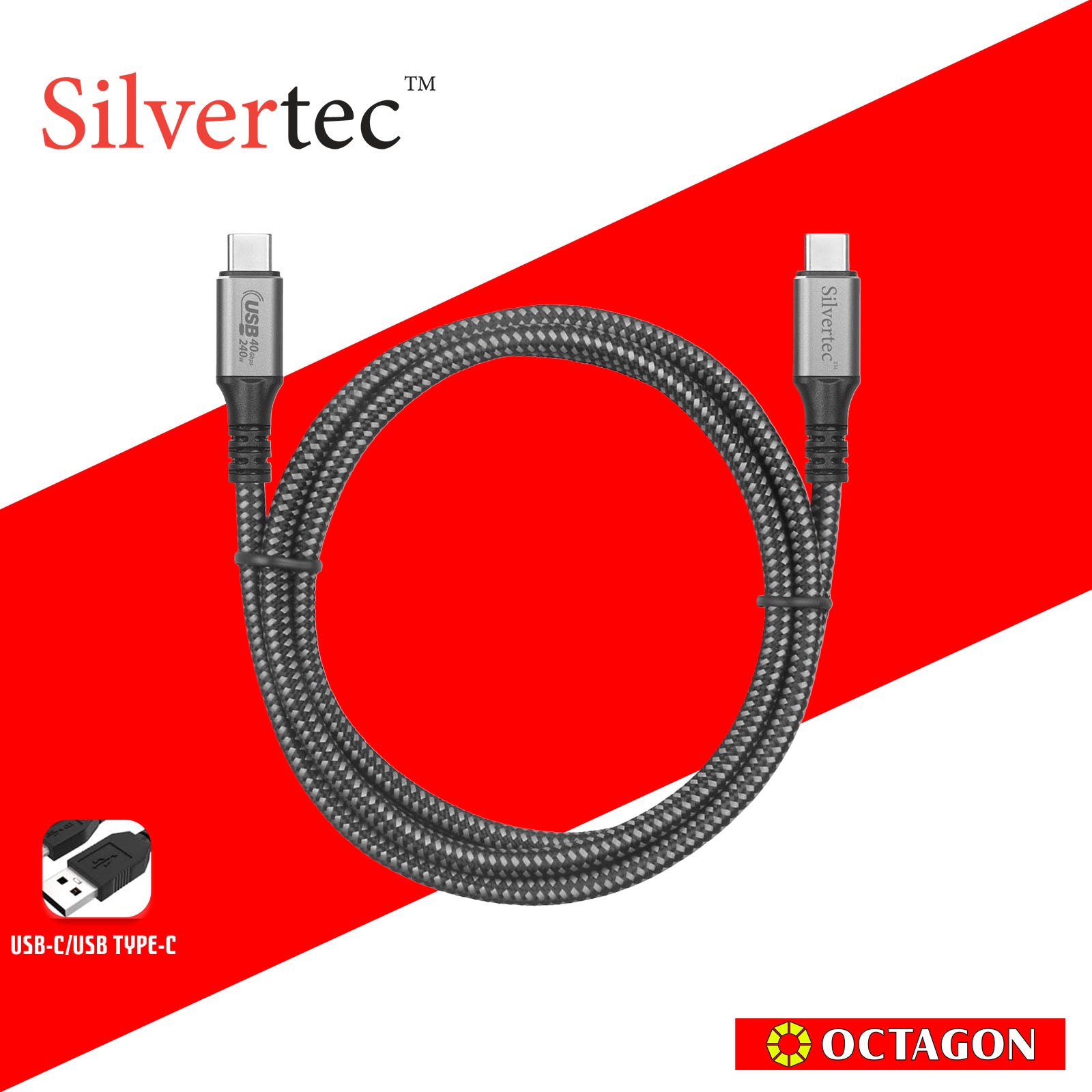 SILVERTEC SW-CC4120-BK USB4.0 C 1.2M 240W 40GBPS CABLE