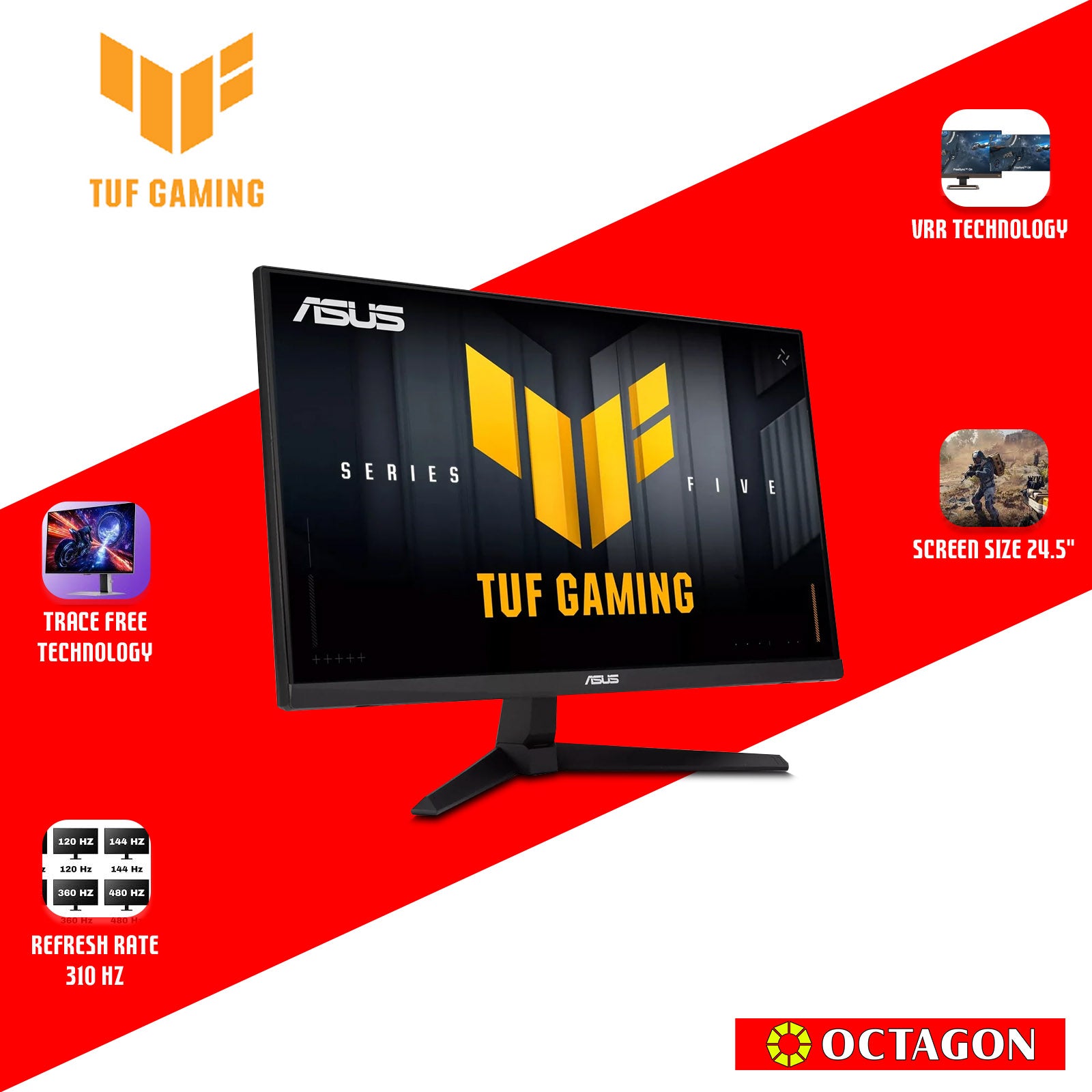 ASUS TUF VG259QMR5A 24.5 FHD IPS 310HZ 0.3MS GAMING MONITOR