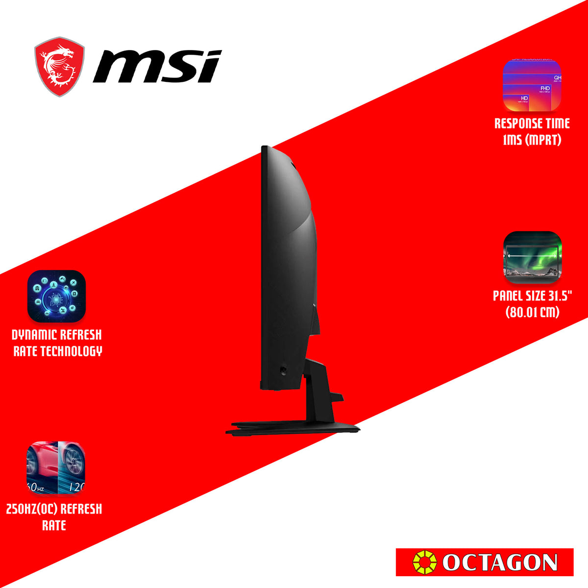 MSI MAG32C6X 31.5 1MS 250HZ FHD CURVE GAMING MONITOR
