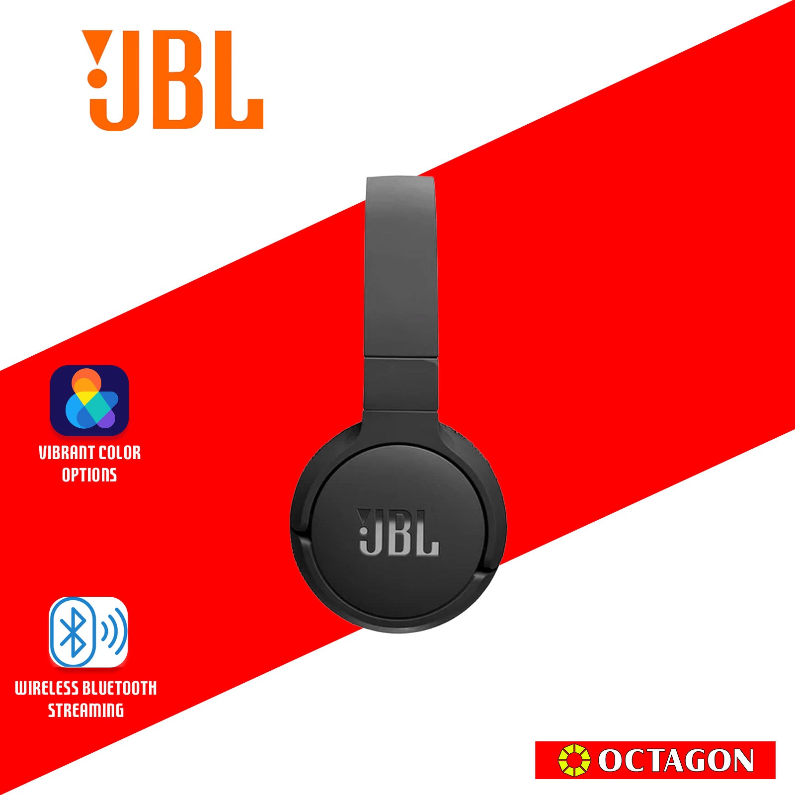 JBL T670NC BLACK WIRELESS ON-EAR HEADPHONE ADAPTIVE NOISE CANCELLING