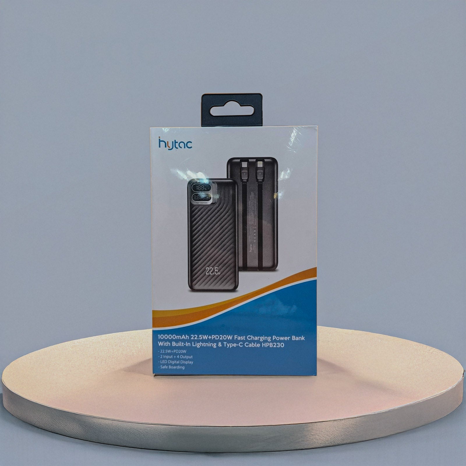 HYTAC HPB230 BLACK 10000 MAH FAST CHARGING POWER BANK WITH LIGHTNING & PD 22.5W TYPE C CABLE