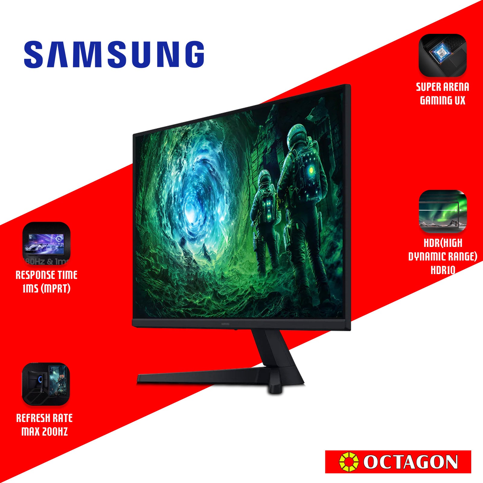 SAMSUNG ODYSSEY G5 G53F LS27FG530EEXXP 27" QHD IPS 1MS 200HZ FREESYNC GAMING MONITOR