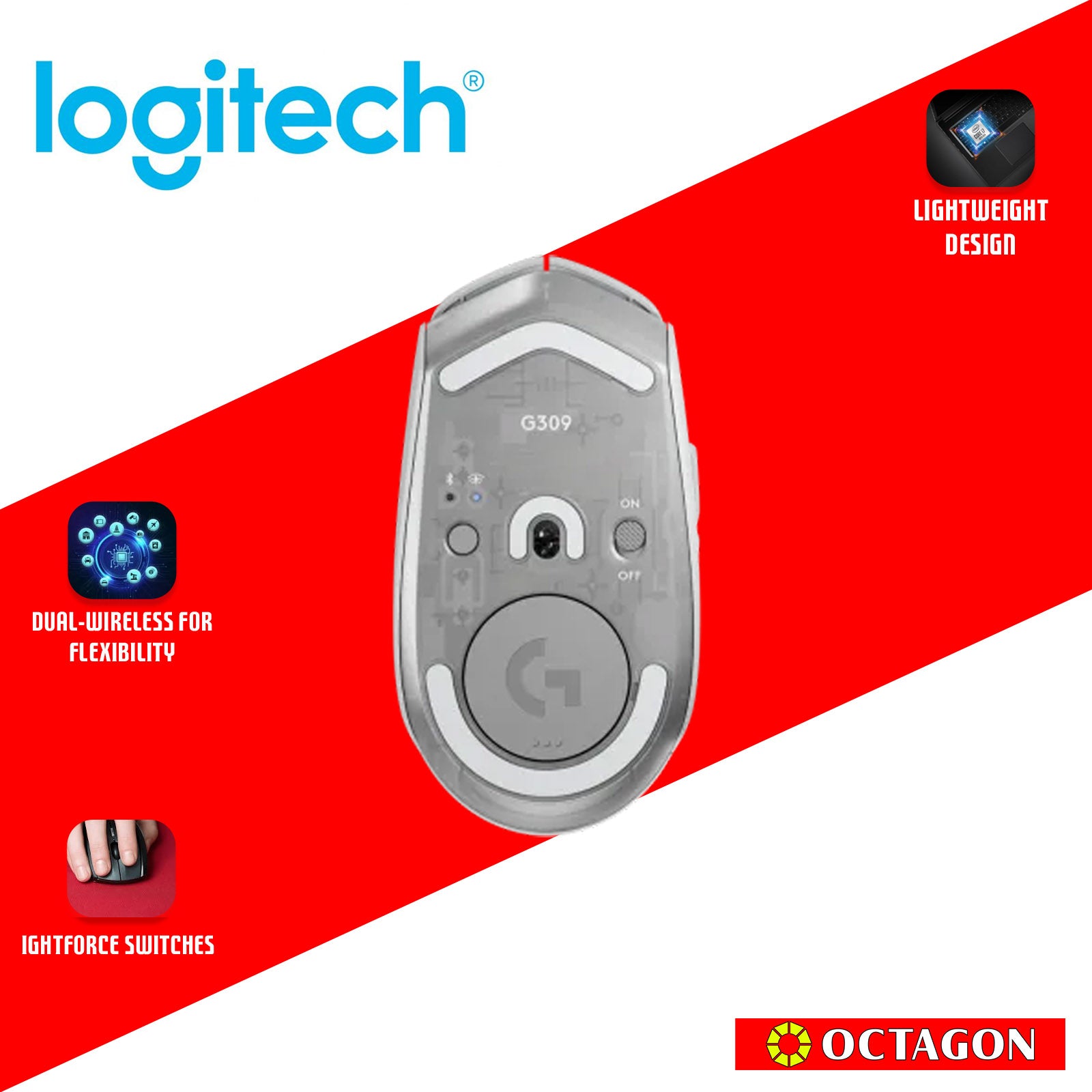 LOGITECH G309 WHITE LIGHTSPEED WIRELESS GAMING MOUSE
