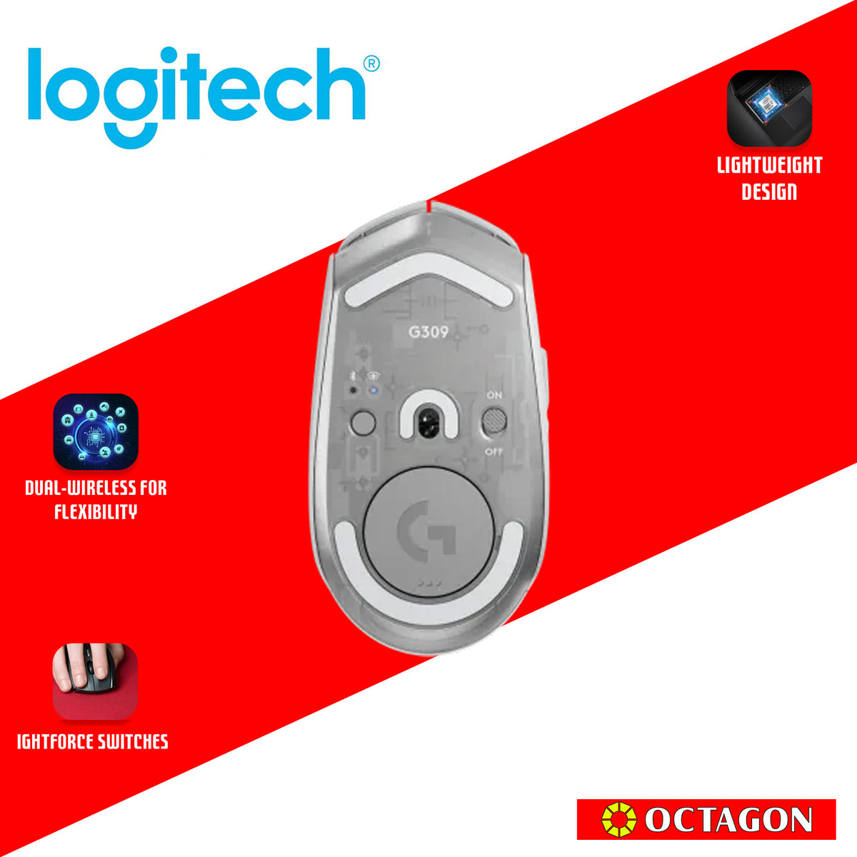 LOGITECH G309 WHITE LIGHTSPEED WIRELESS GAMING MOUSE