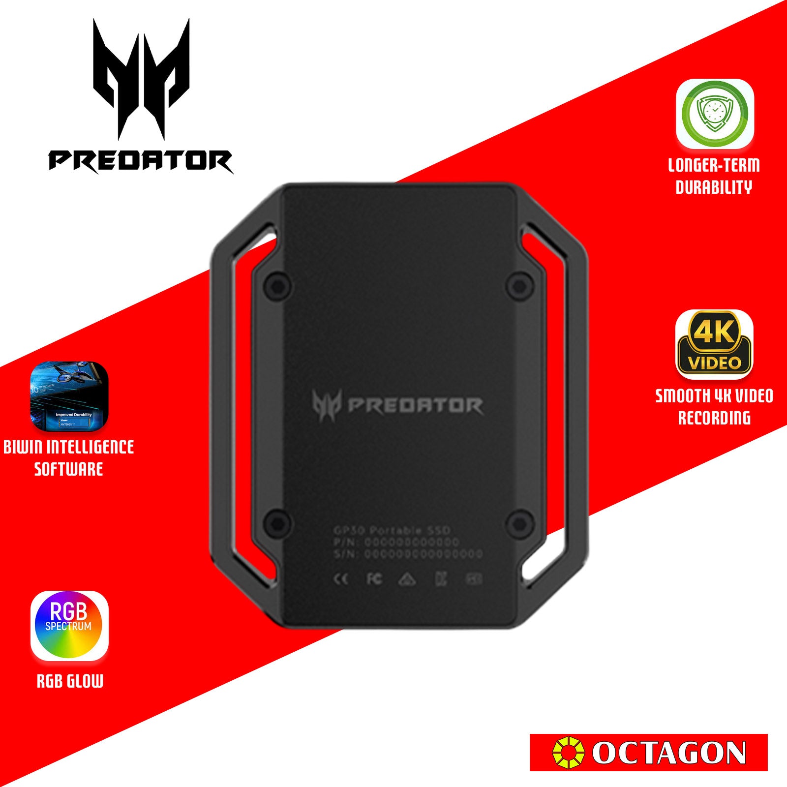ACER PREDATOR GP30 1TB PORTABLE RGB SSD