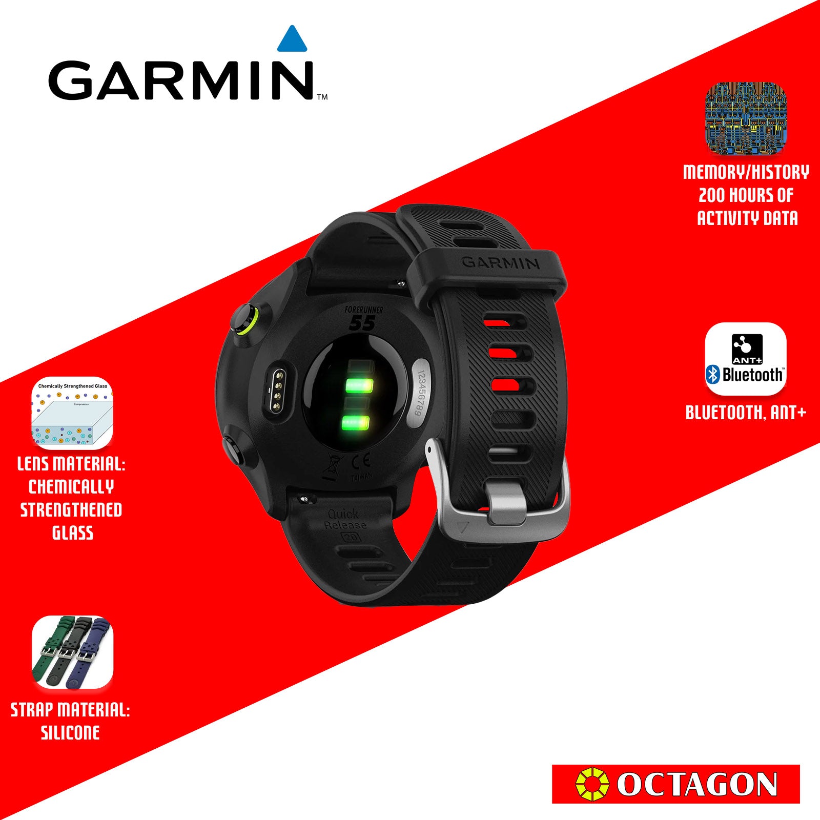 GARMIN FORERUNNER 55 GPS KOR/SEA BLACK SMARTWATCH GPS