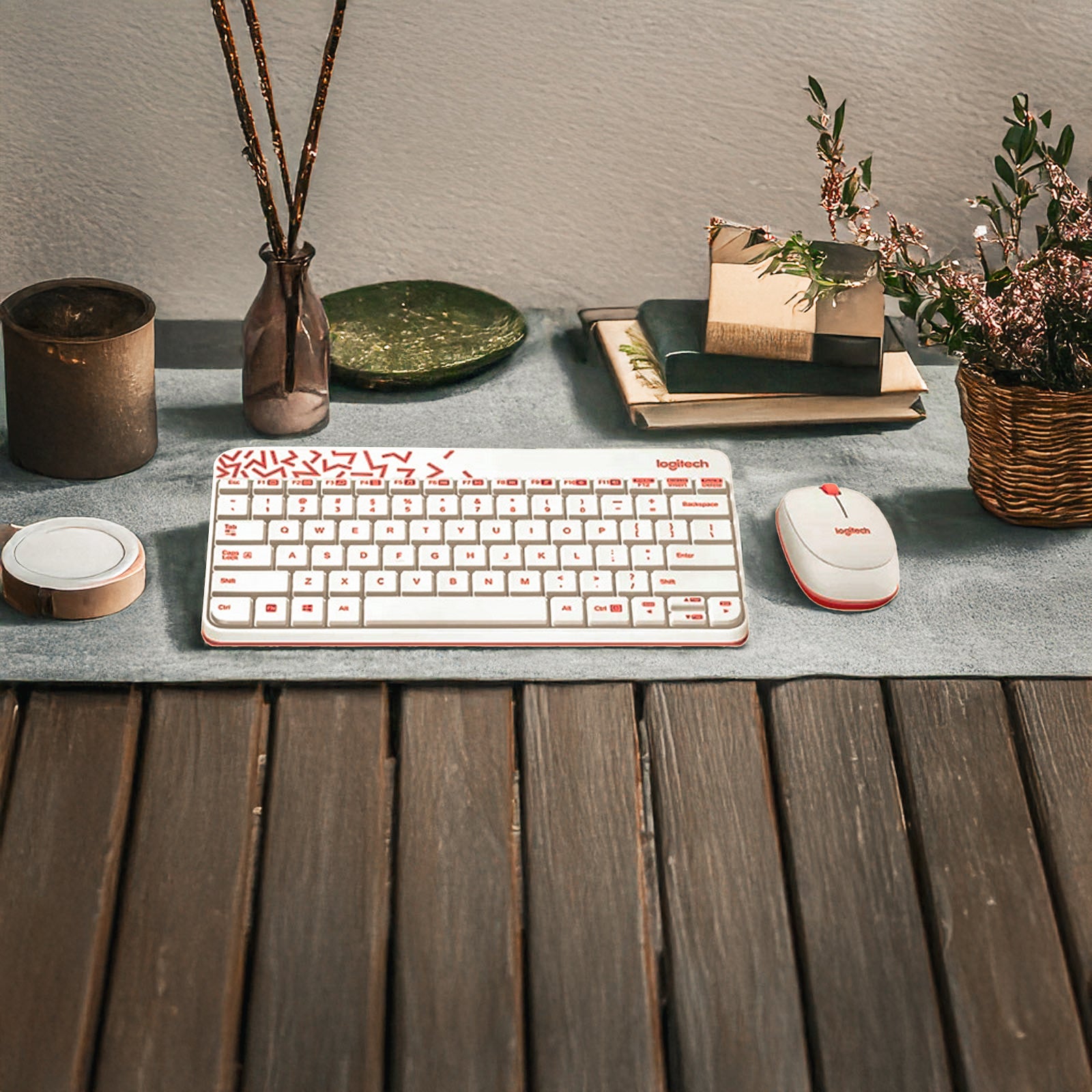 LOGITECH MK240 NANO WHITE+VIVID RED WIRE