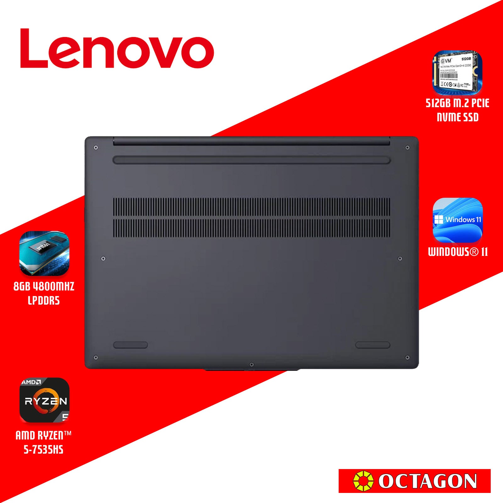 LENOVO IPS3-15 (83K700KBPH)/ RYZEN 5 7535HS/ 8GB/ 512GB SSD/ 15.3 WUXGAI/ WIN 11
