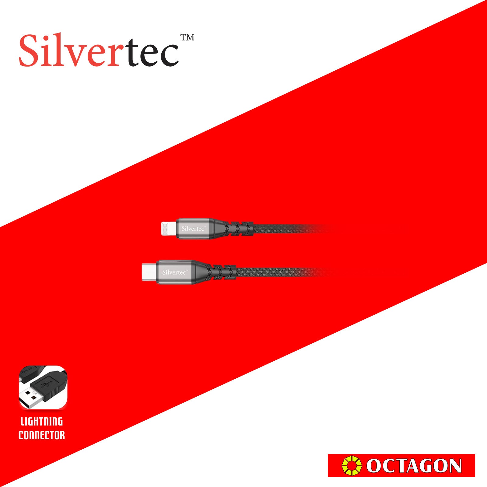 SILVERTEC STK-CL120-BK USB-C 60W TO LIGHTNING CABLE 1.2M BLACK (MFI)