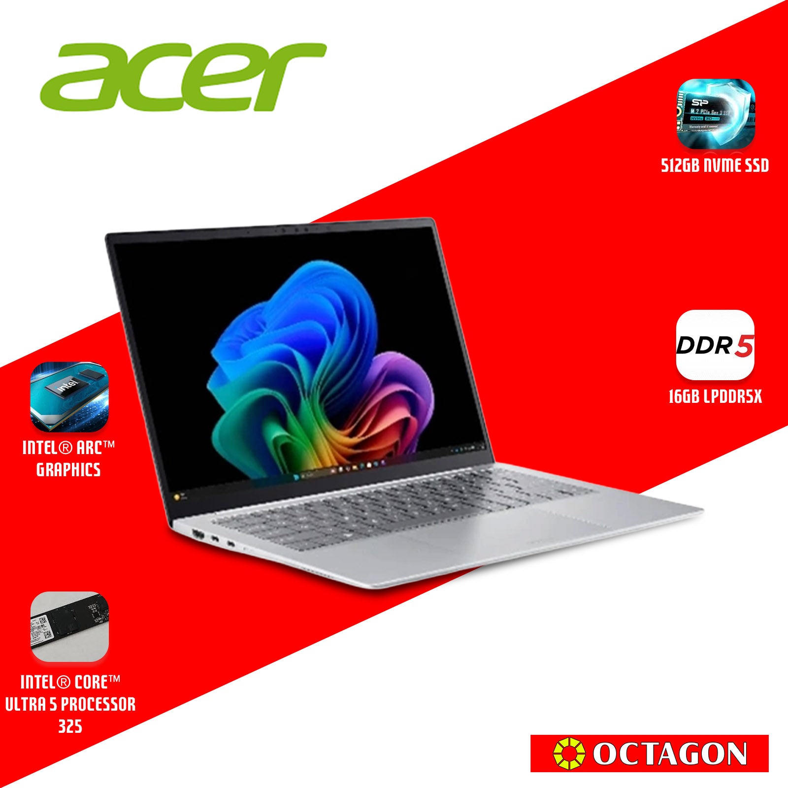 ACER SWIFT EDGE 14 SFE14-I51-52JE/ CORE ULTRA 5 325/ 16GB/ 512GB SSD/ 14 OLED WUXGA/ OFFICE HOME 2024 + O365/ WIN 11 HOME