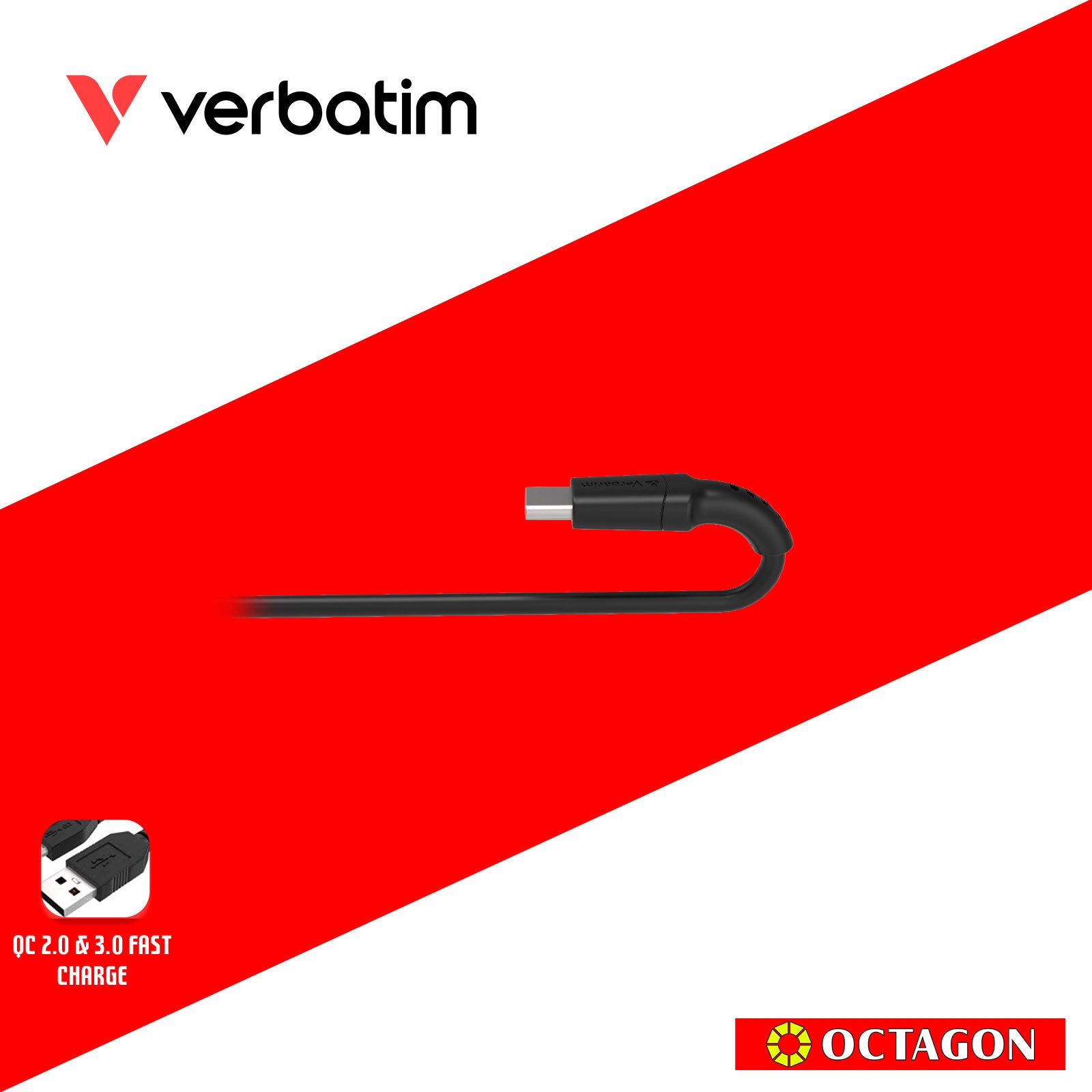 VERBATIM 66667 SYNC & CHARGE TYPE-C TO TYPE-C CABLE (PD60W & 480MBPS) 120CM (BLACK)