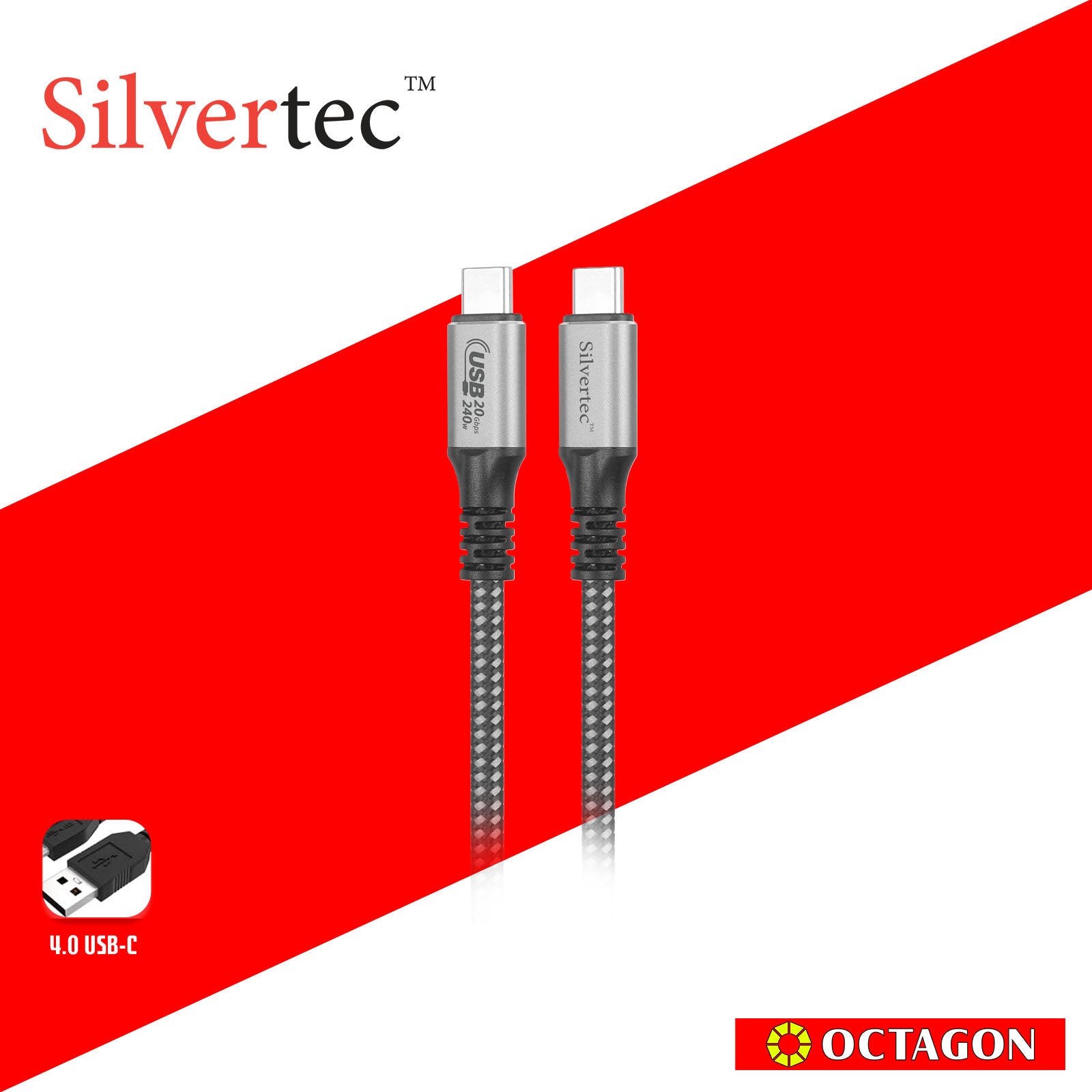 SILVERTEC SW-CC4200-BK USB4.0 C 2M 240W 40GBPS CABLE
